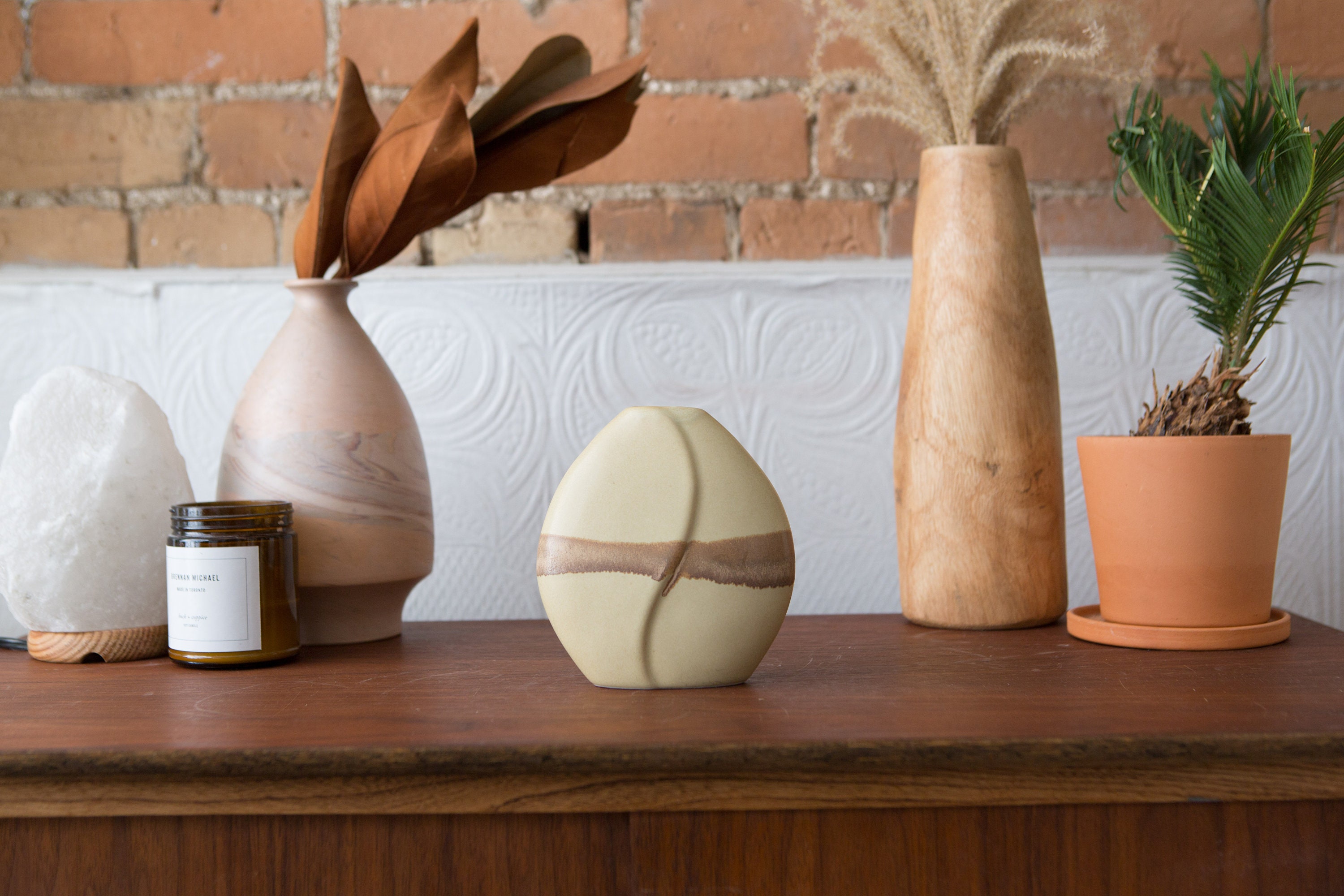 Minimalist Ceramic Bud Vase or Planter Earthtone Pottery Dish