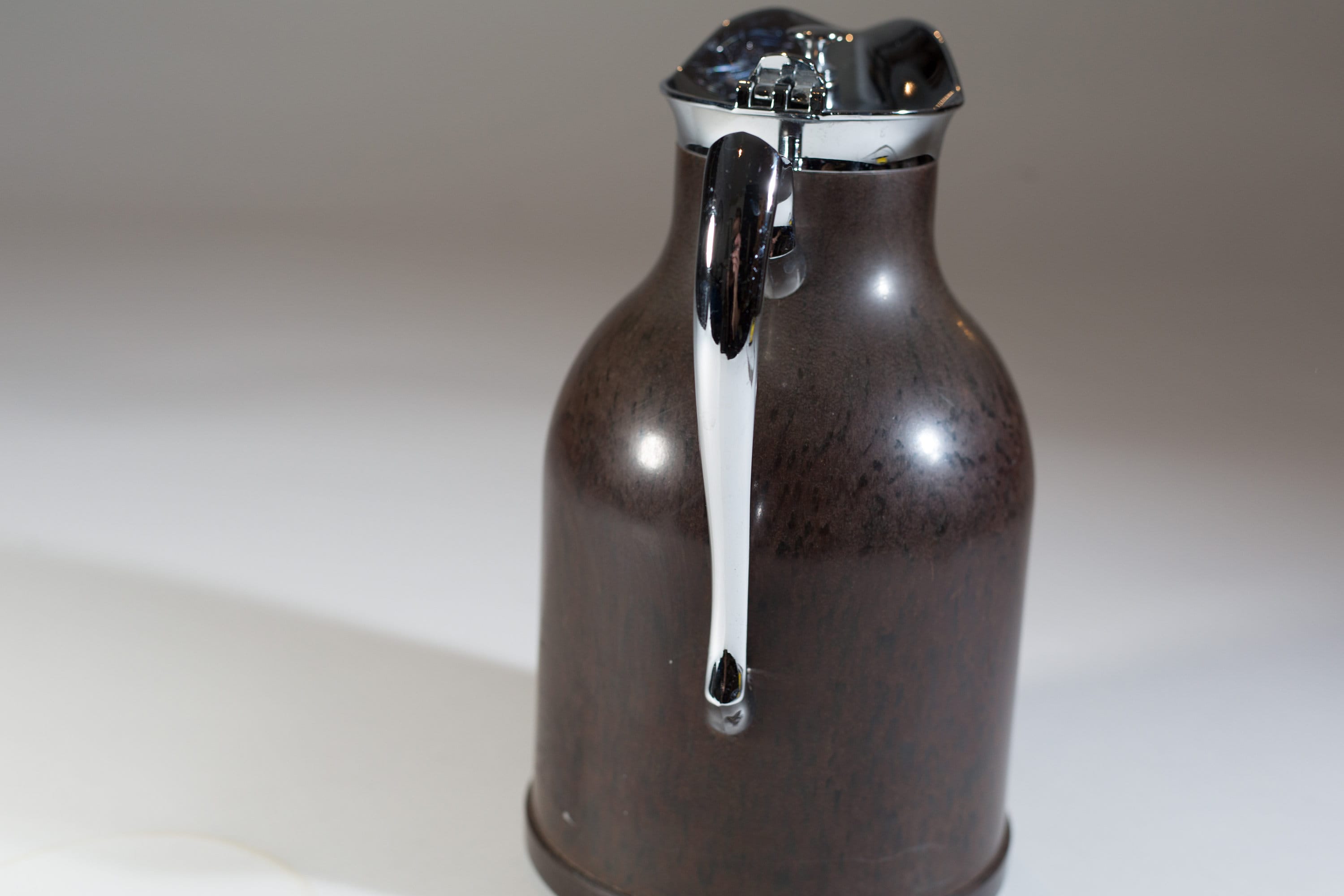 Vintage Thermos Pitcher 32oz Brown Tea Jug Stainless Steel Metal