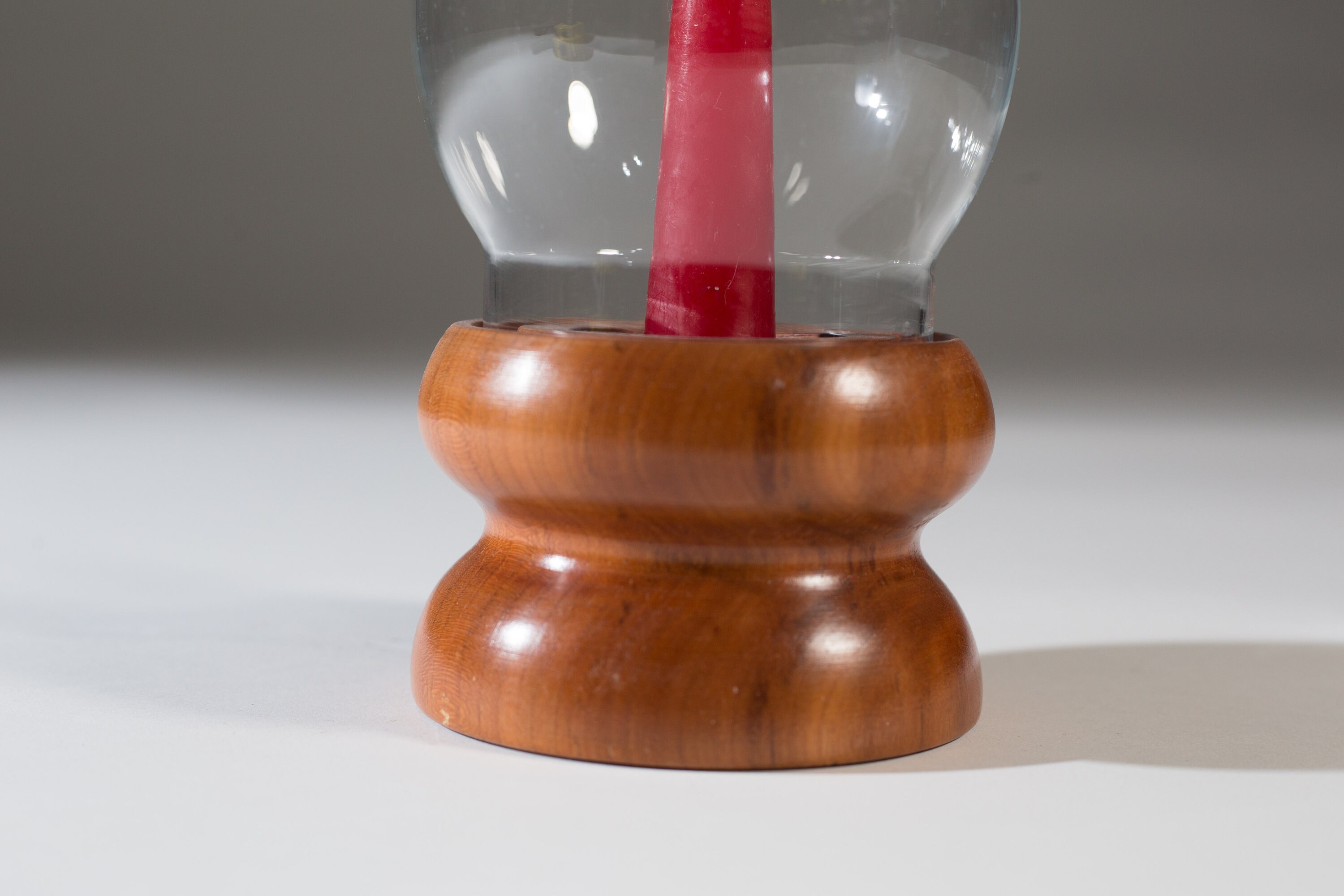 Chimney Candle Lantern - Carved Wood and Glass Tea Light Candlestick