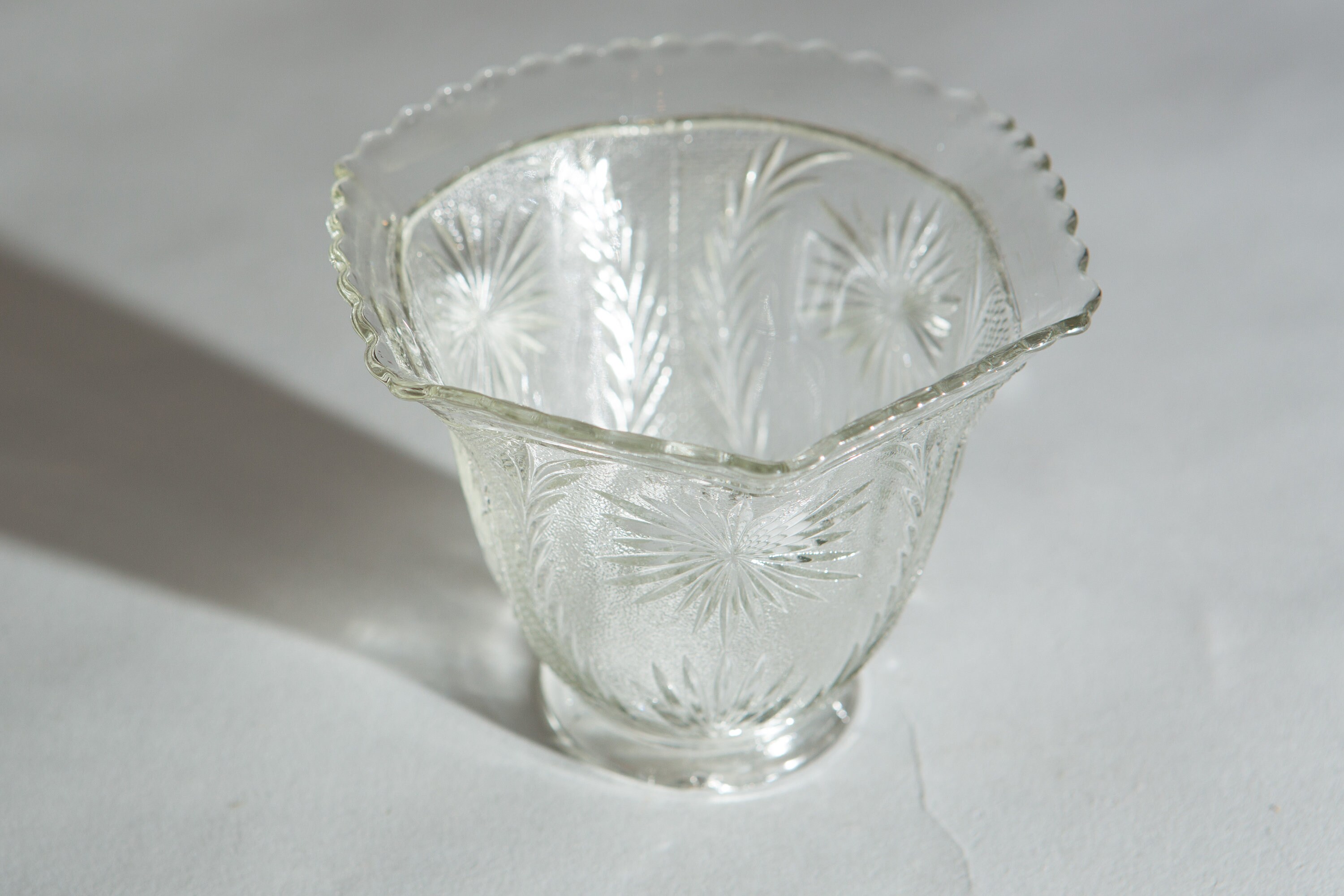 Vintage Glass Lamp Shade Clear Bell Shaped Pressed Glass Pendant