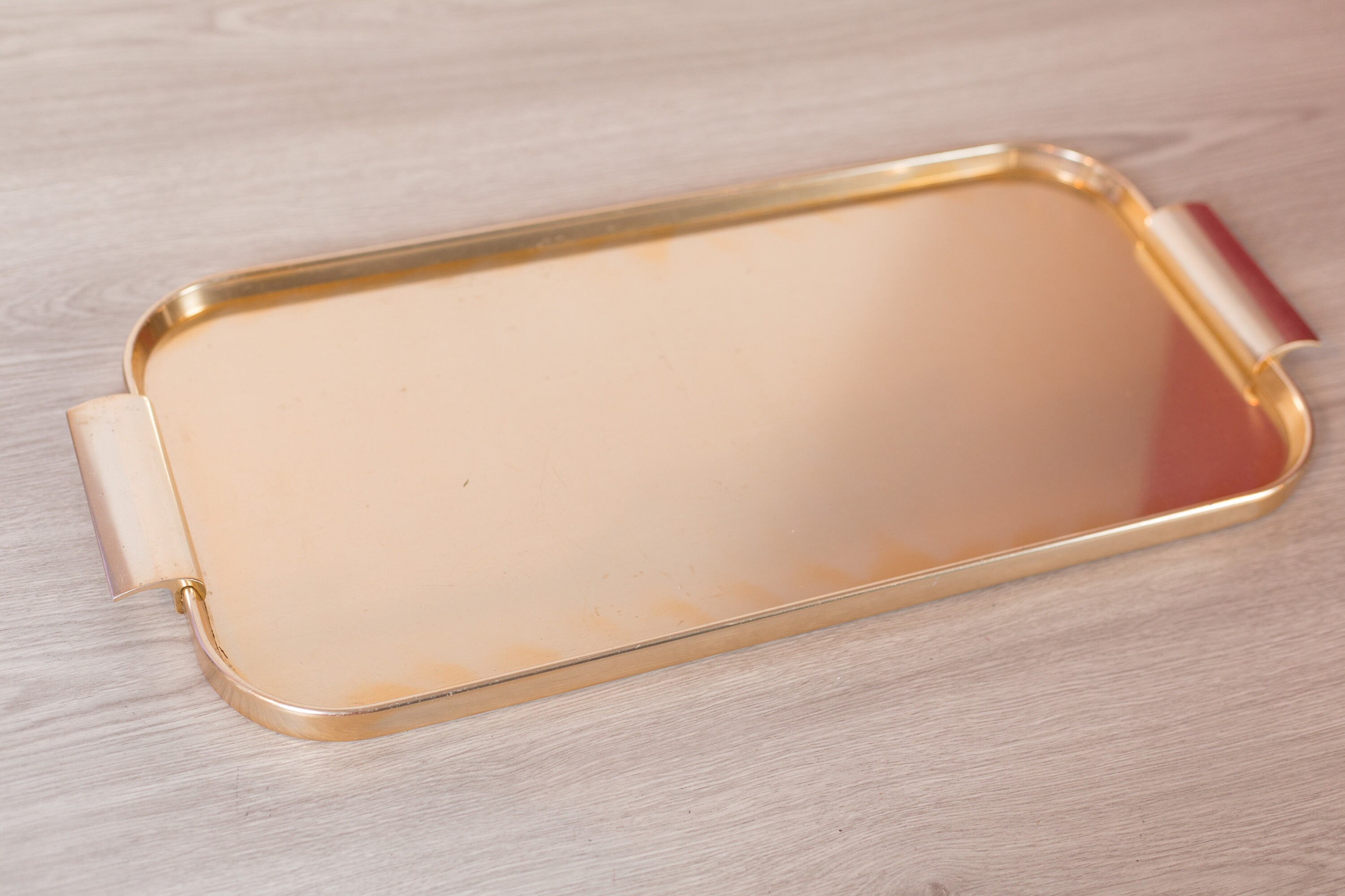 Rose Gold Serving Tray Vintage Large Kaymet Tea Tray 1960s Metal