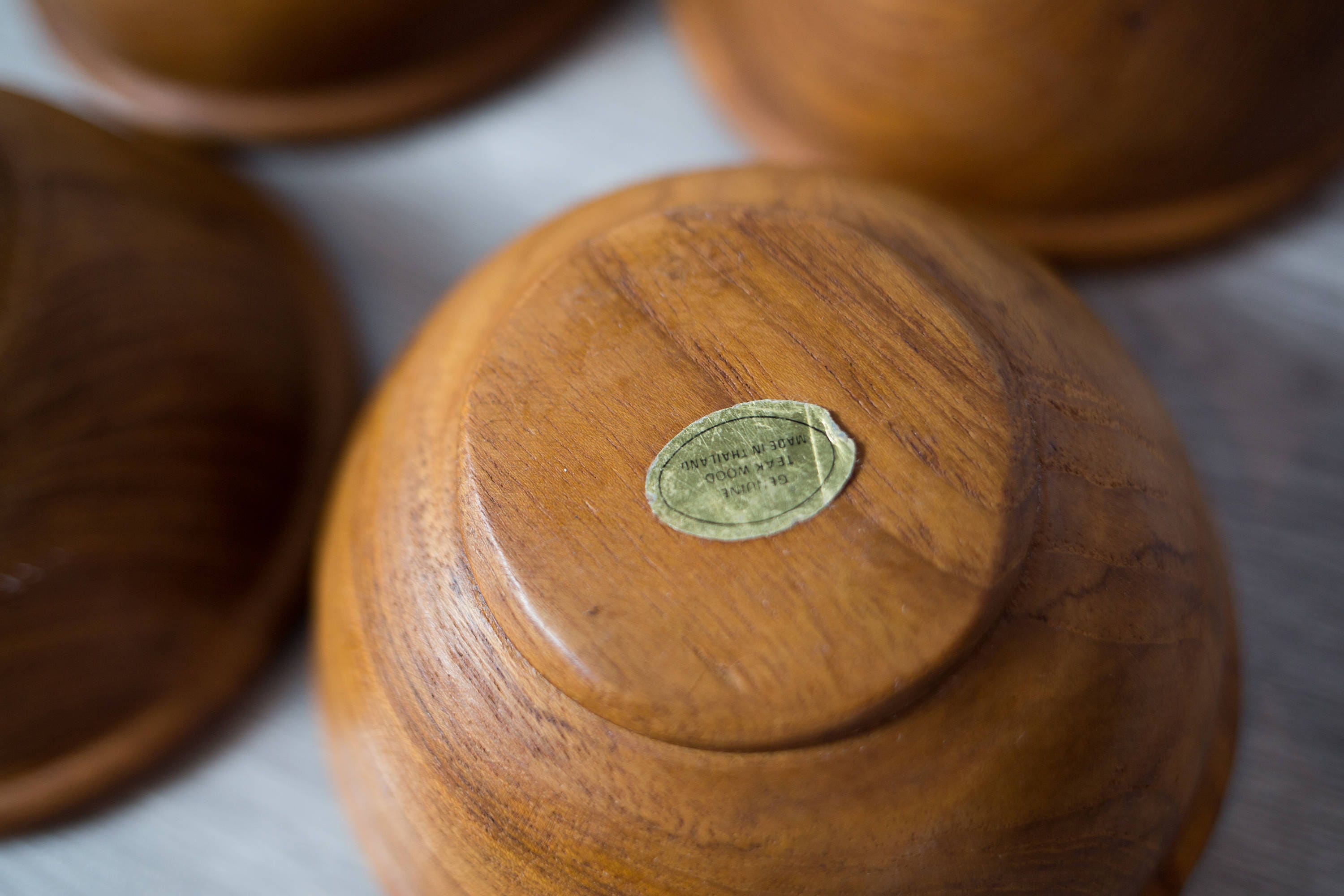 Teak Salad Bowl / Set of 4 Vintage Solid Exotic Wood Food Safe Serving
