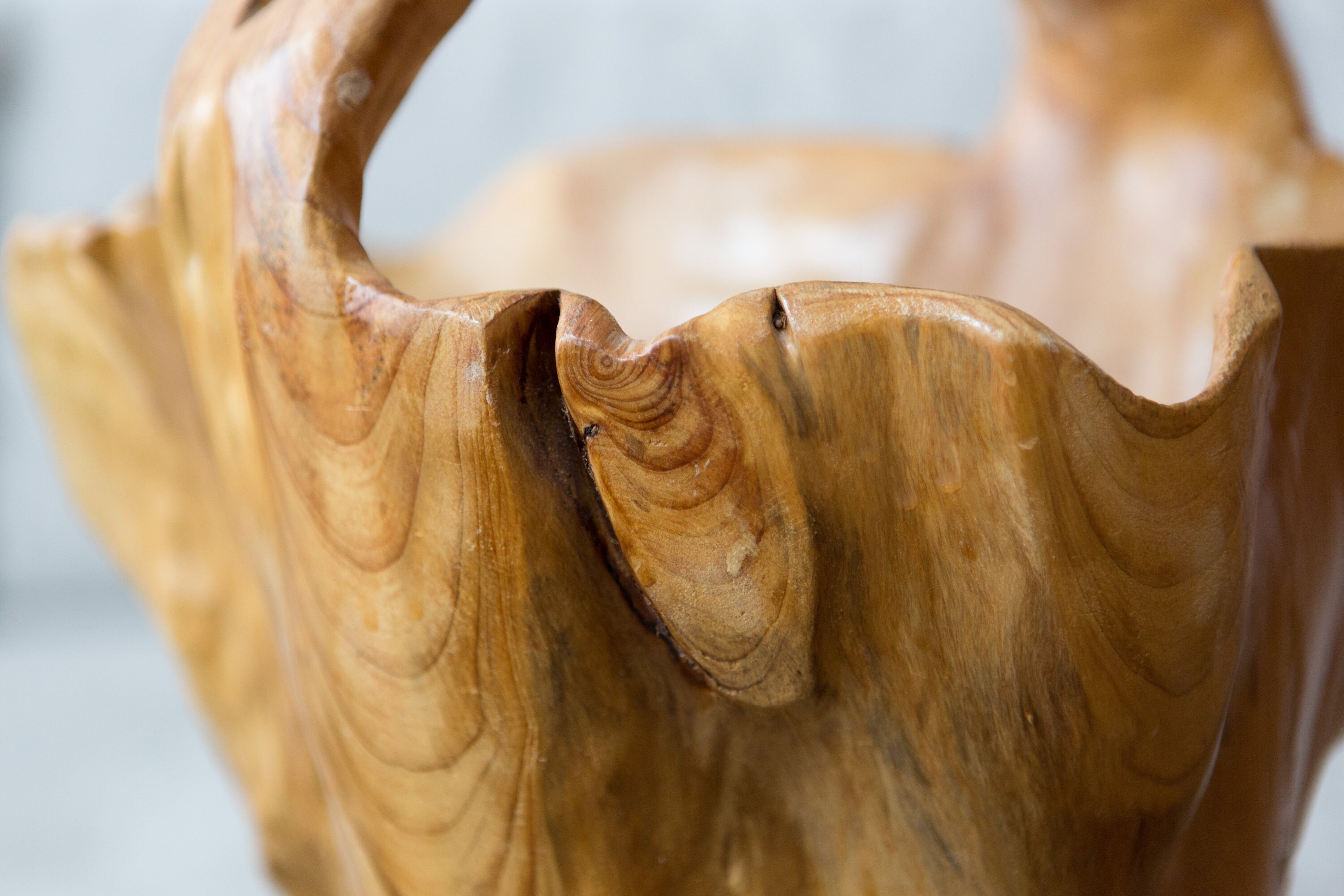 Vintage Wood Baskets Canadian Made Tree Stump Carving with Handle