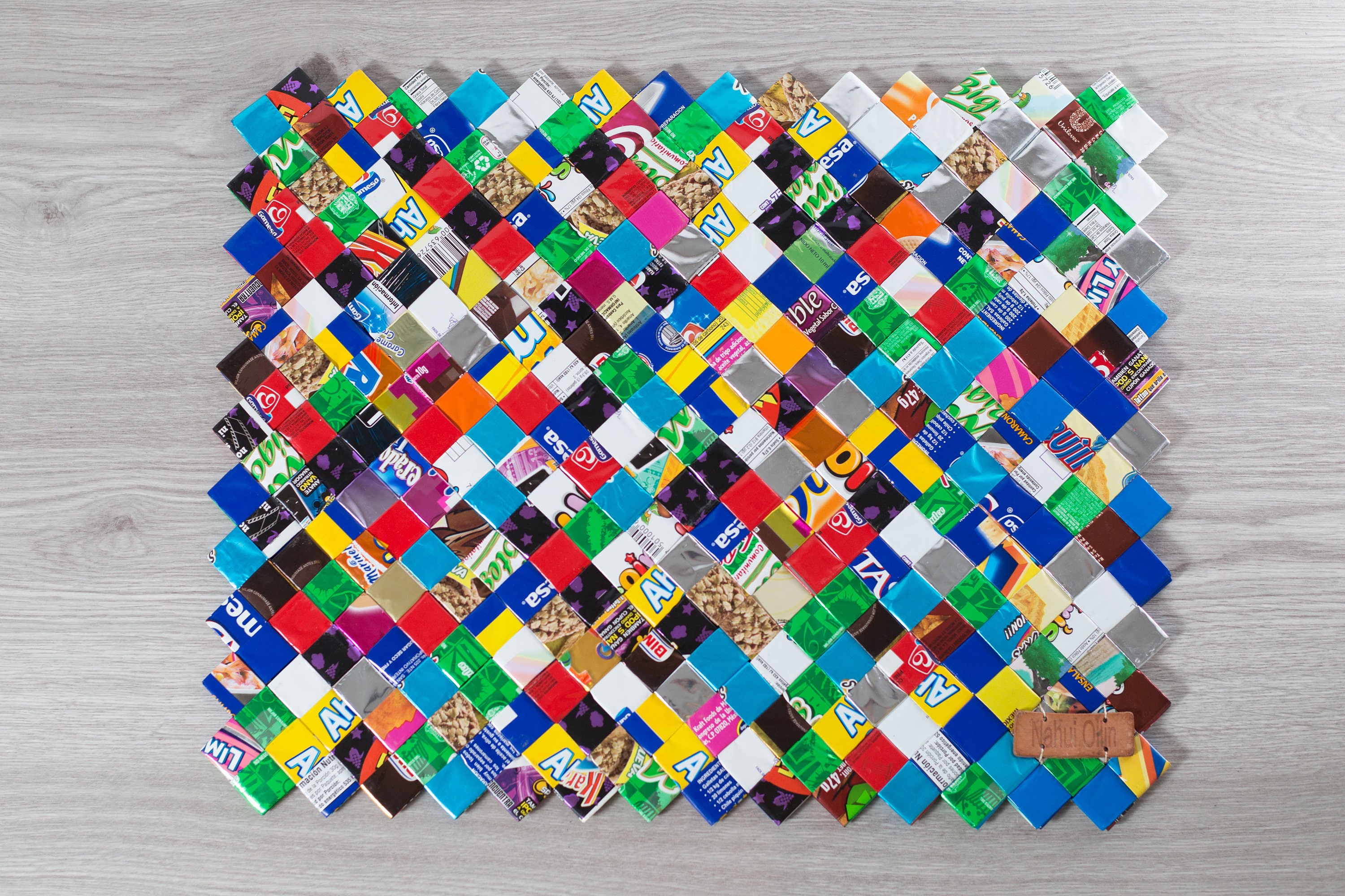 Recycled Placemats / Set of 4 Handmade Plastic Placemats / Paper Chip