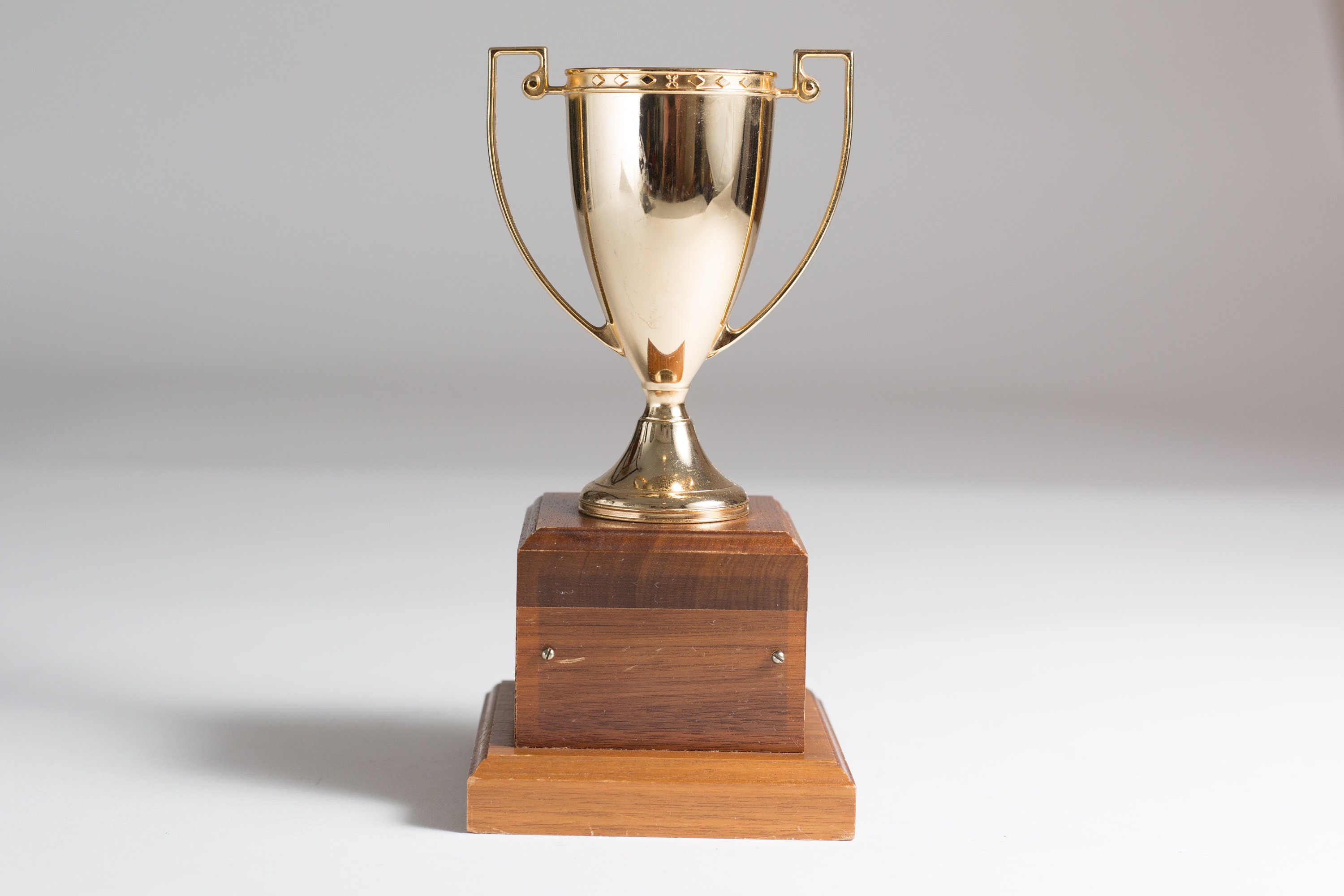Vintage Trophy - Gold Metal and Wood Sports Winner Trophy Cup - Sports