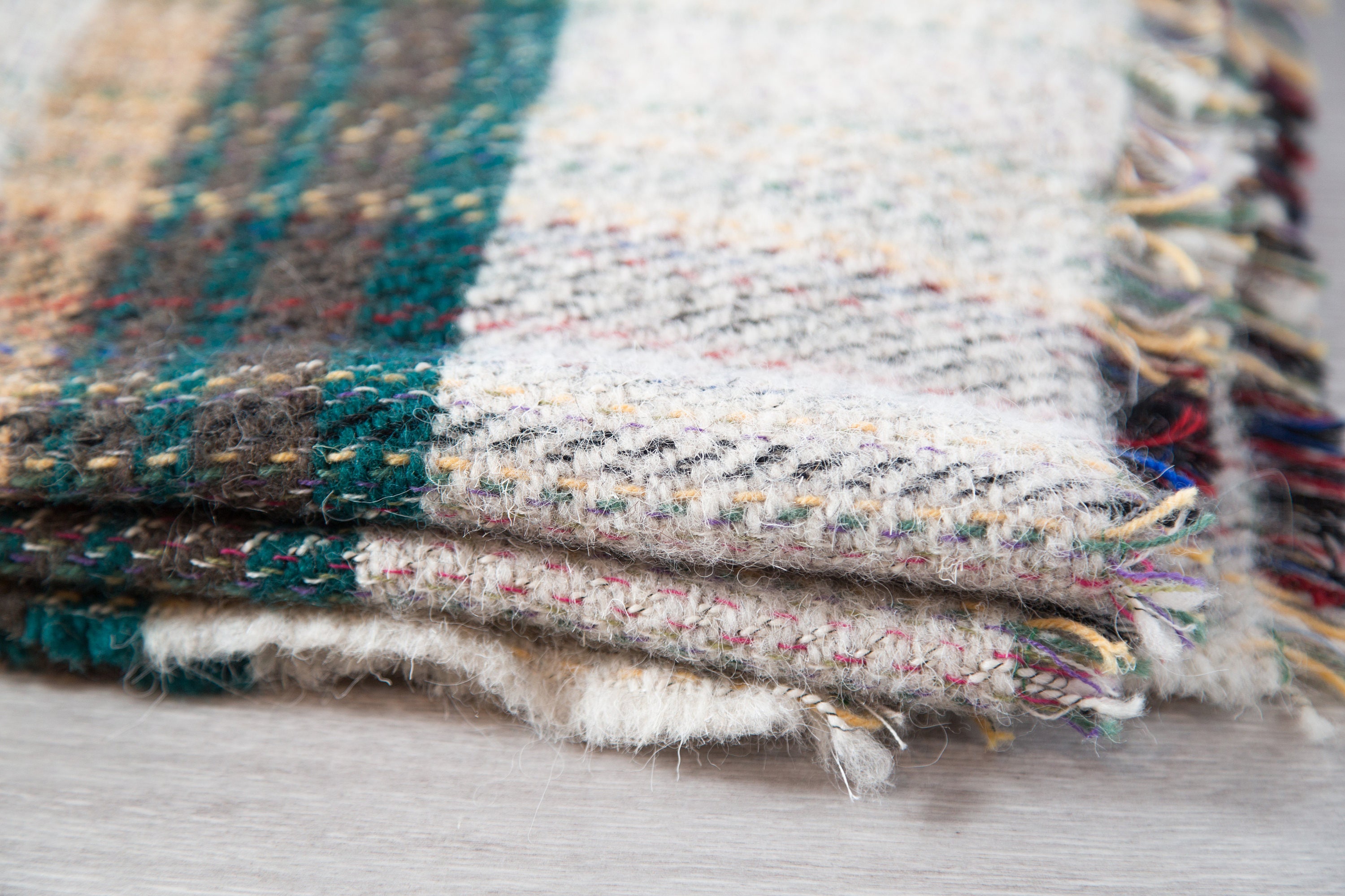 Vintage Plaid Blanket / Small Cabin Pinstripe Baby Blanket Throw