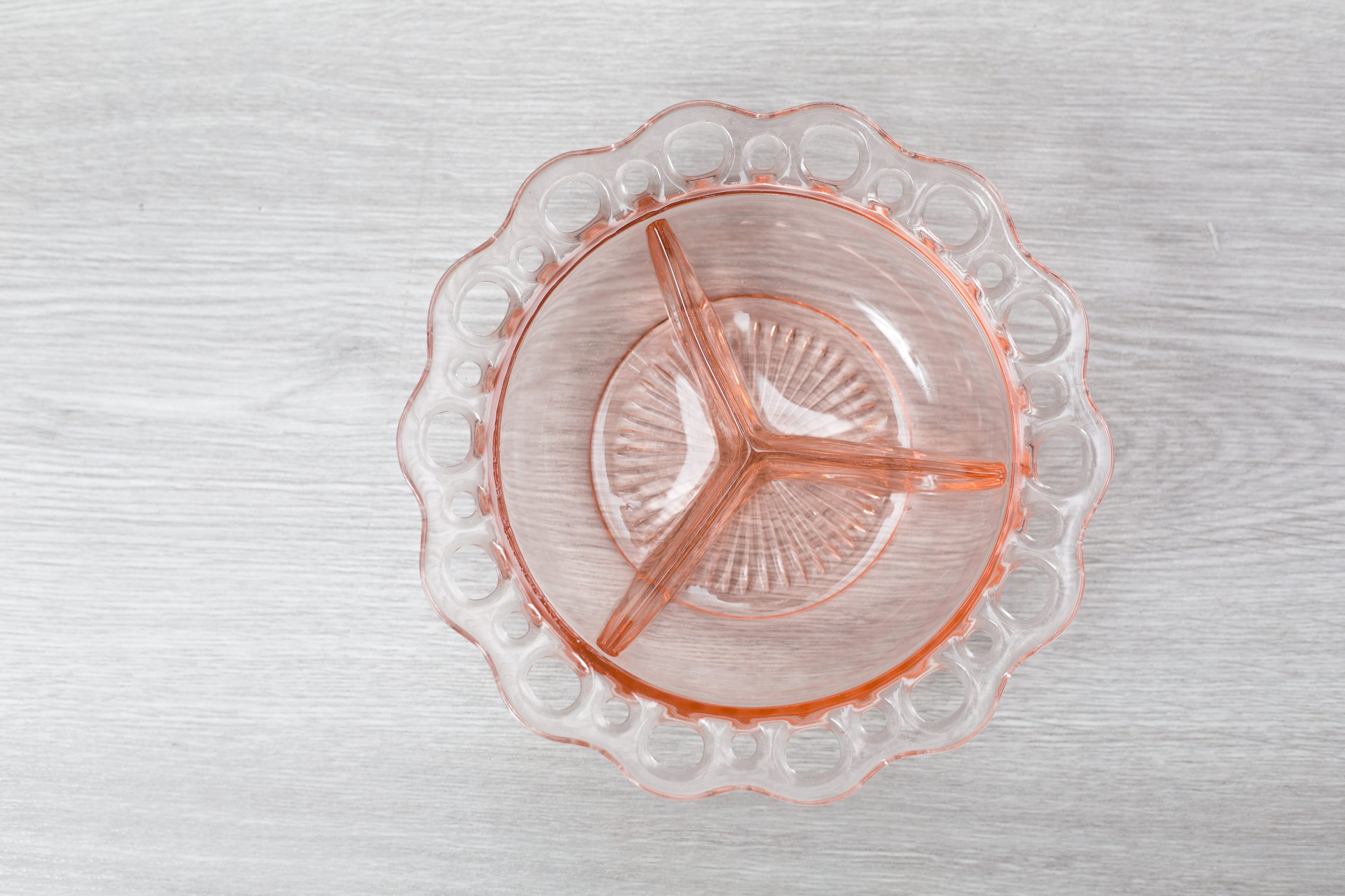 Antique Pink Glass Tray Vintage Depression Glass Divided Plate or