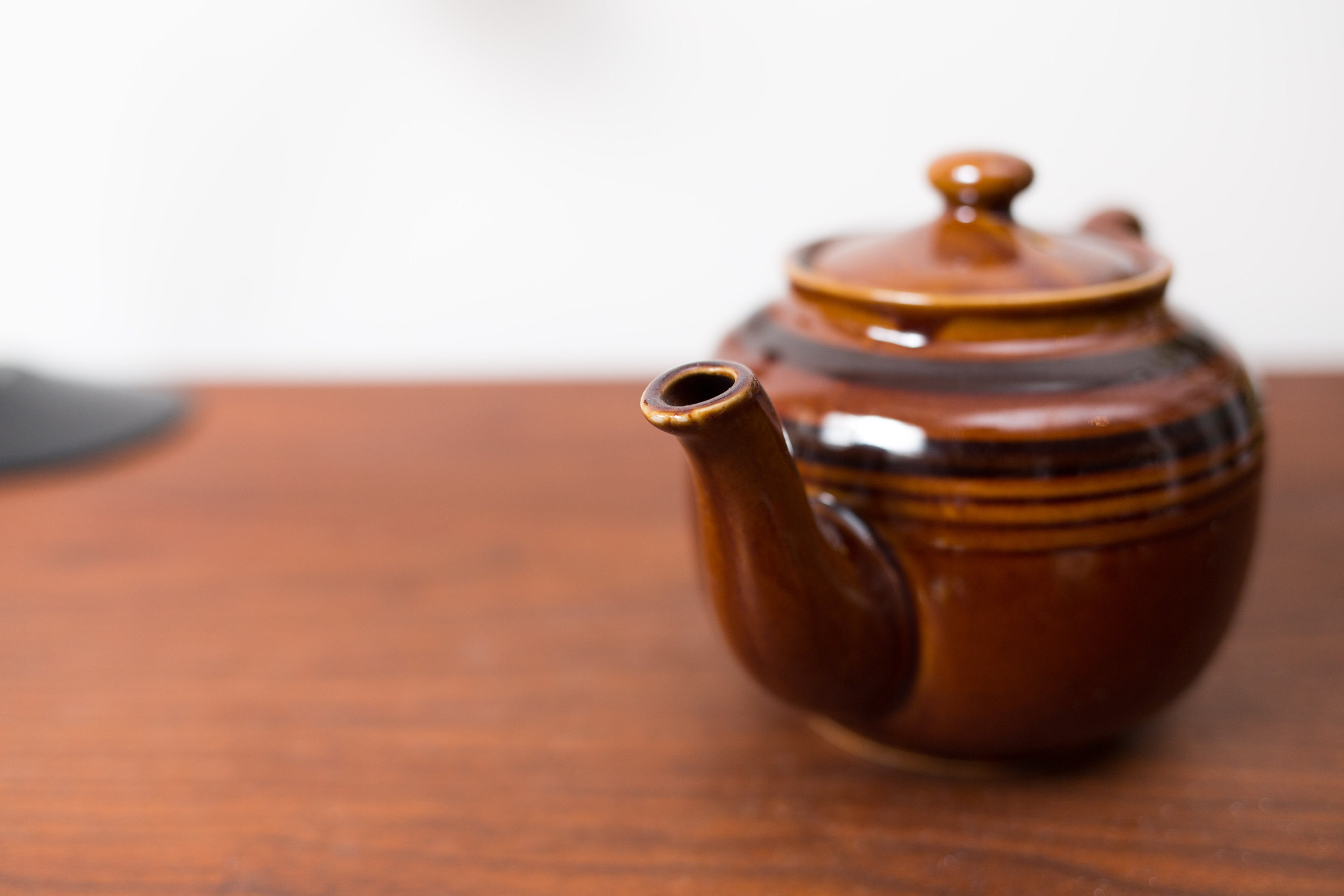 Vintage Ceramic Coffee Pot 1960's Brown Earth Tone Striped Coffee Tea Pot