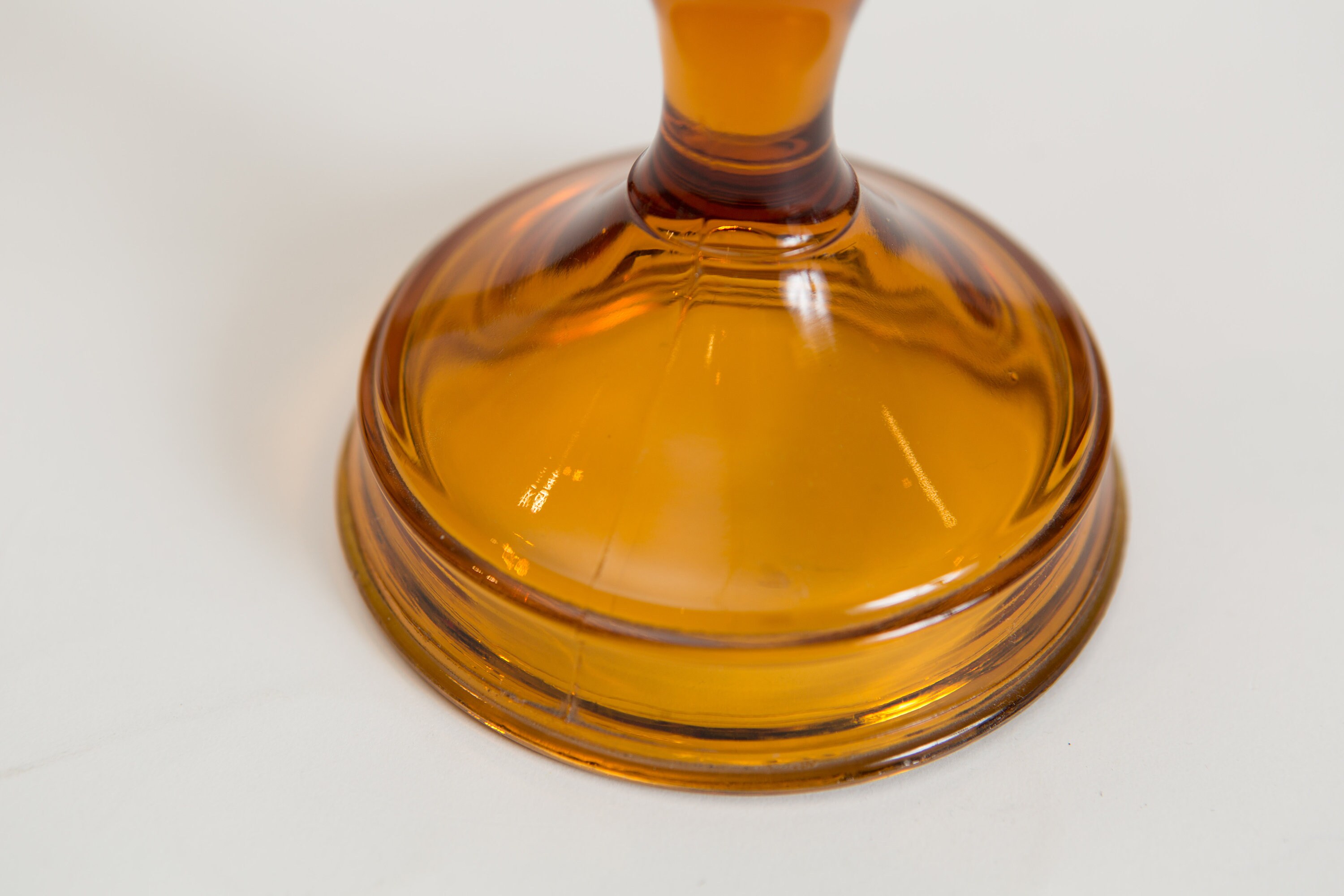 Amber Candlestick Holder Depression Glass Dinner Table Decorative