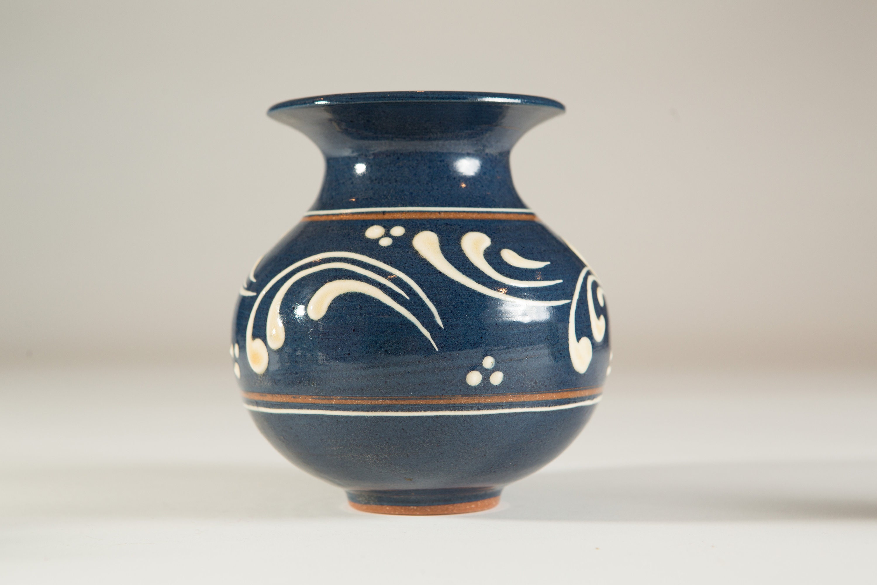 Blue Ceramic Vase Italian Terracotta Vase Vintage Studio Pottery