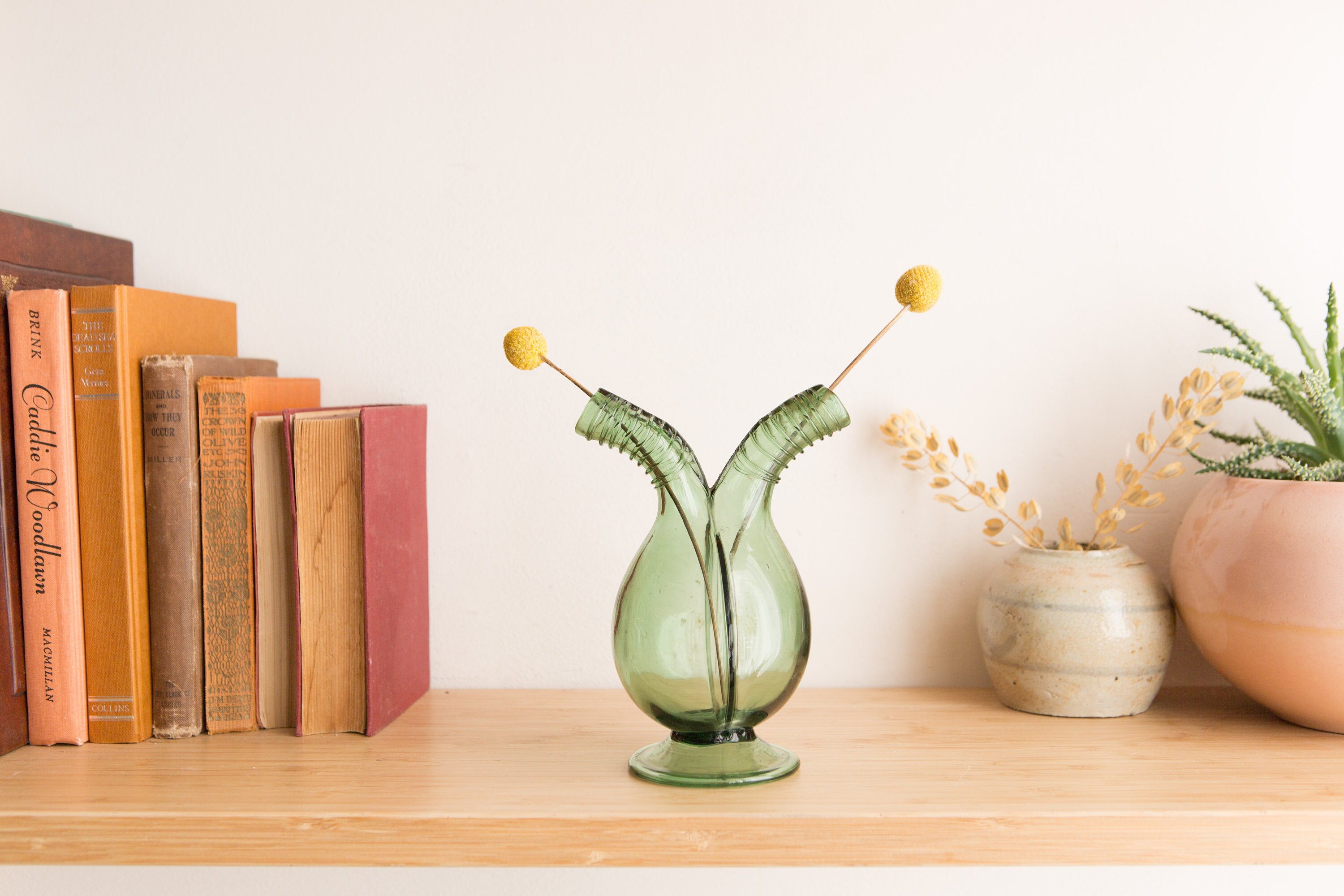 Glass Heart Vase Anatomical Heart Green Glass Flower Bud Vase