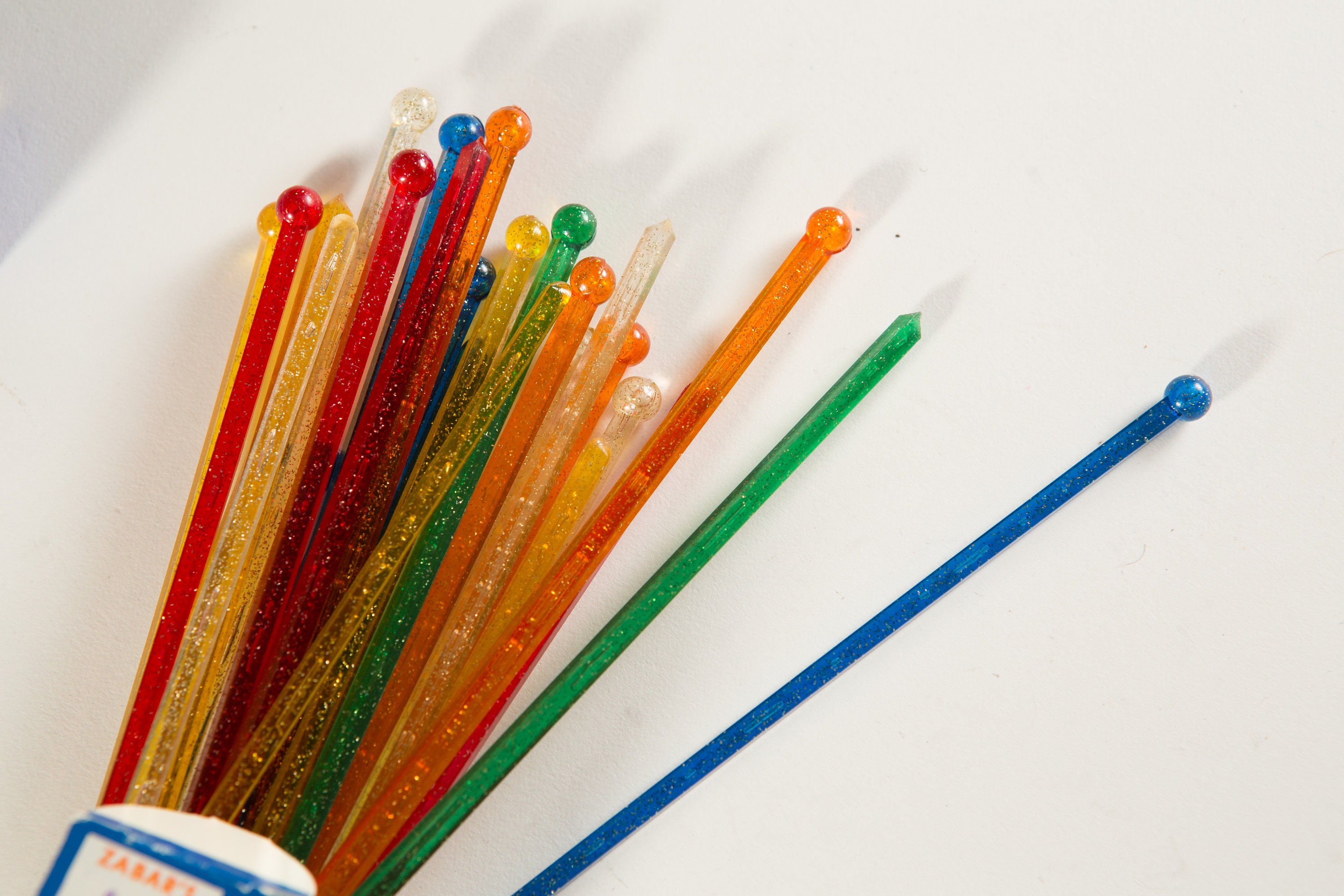 Vintage Stir Stir Stix Colourful Sparkly Glitter Cocktail Plastic