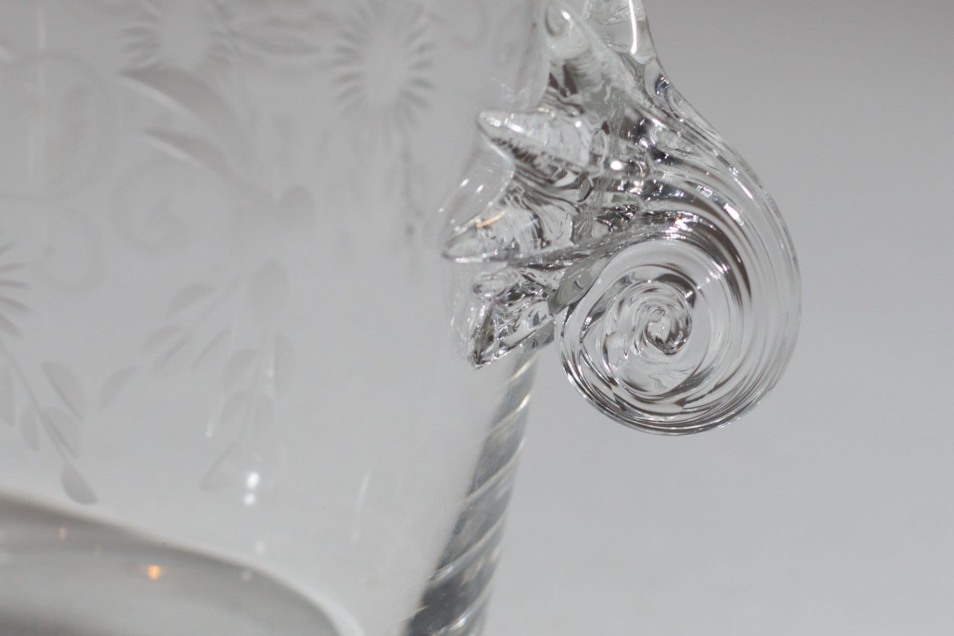 Vintage Ice Bucket Floral Etched Crystal Glass Ice Bucket with Spiral