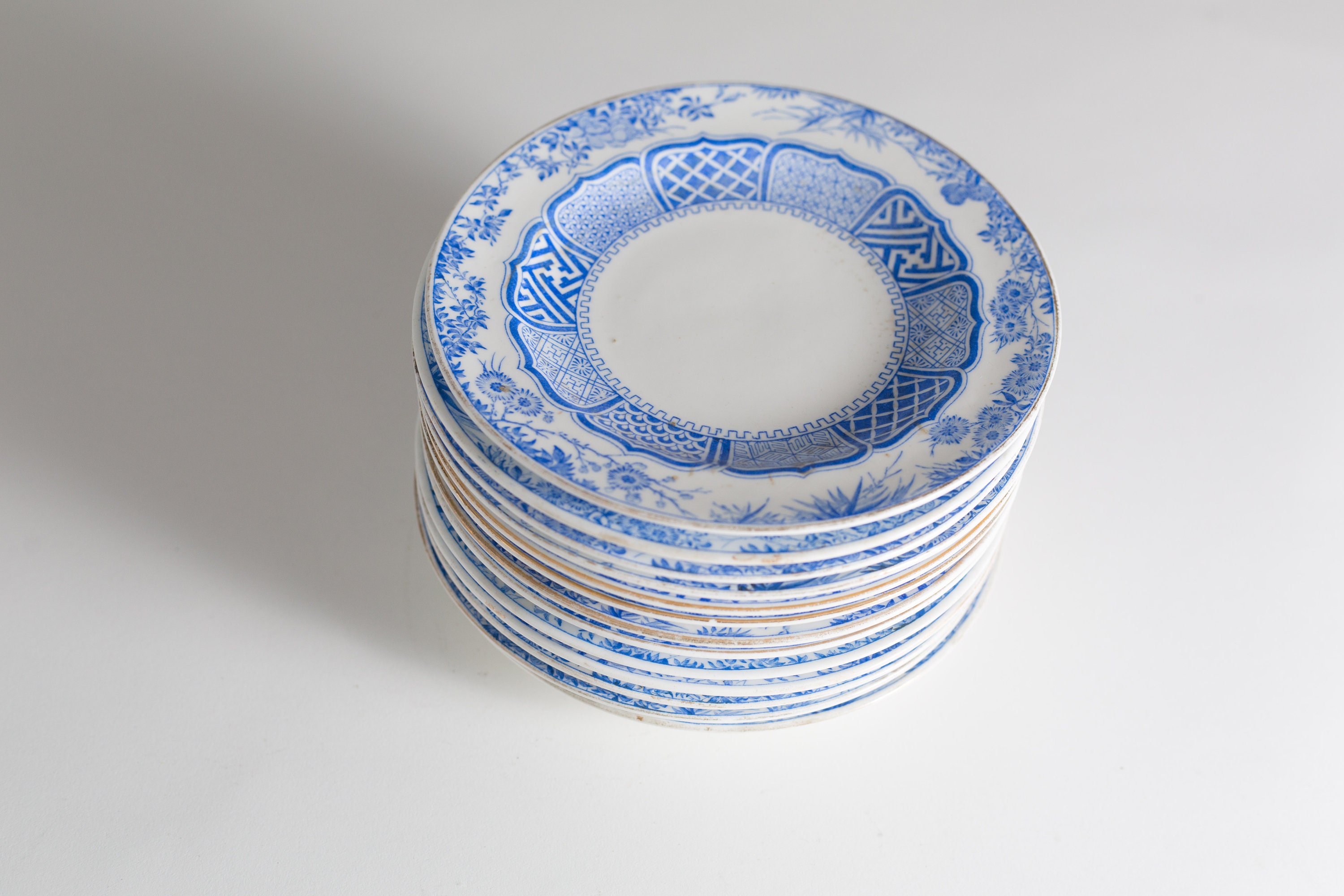 12 Wedgwood Etruria England Side Plates Blue and White Antique Side