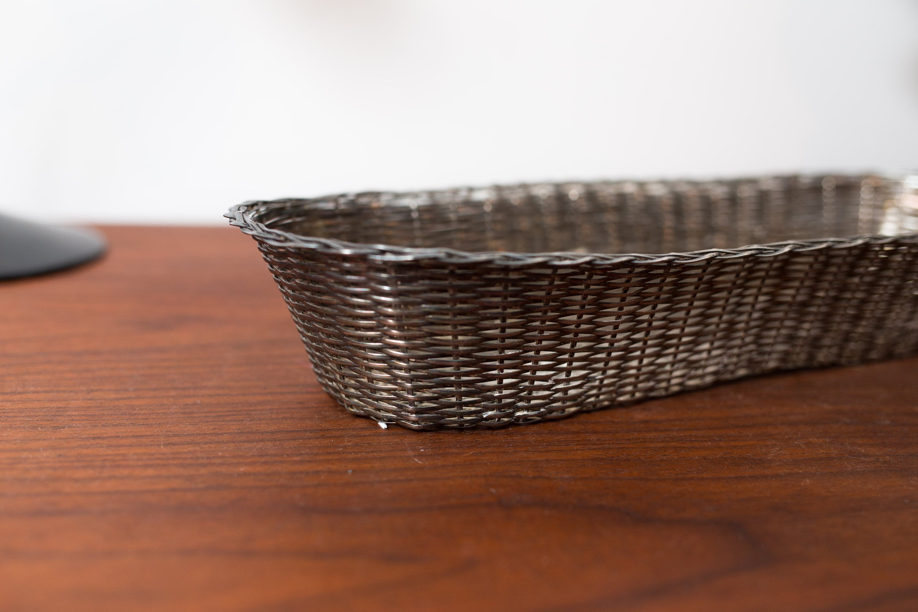 Vintage Silver Plated Basket Woven Metal Decorative Bowl