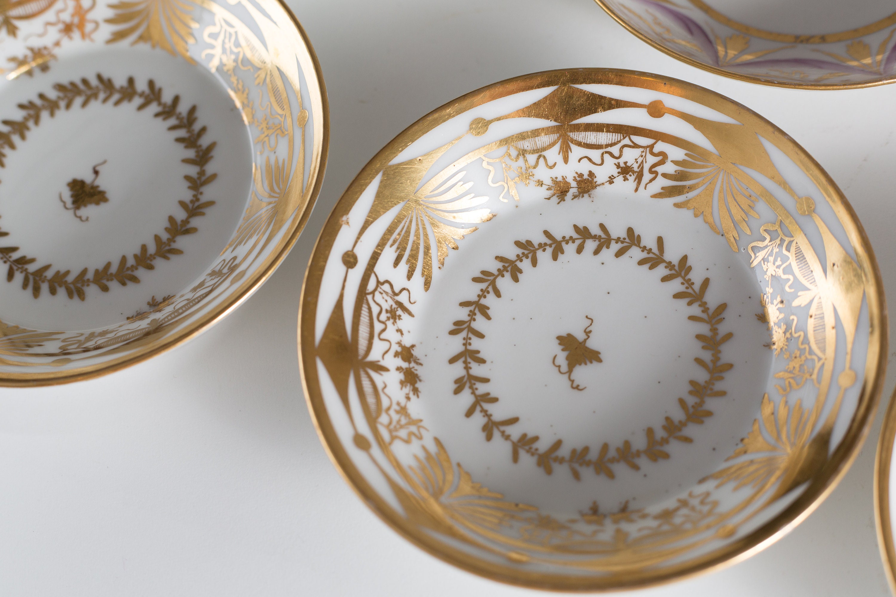 Vintage Gold Bowls Set of 8 Decorated 22k Gold Small Ceramic Serving