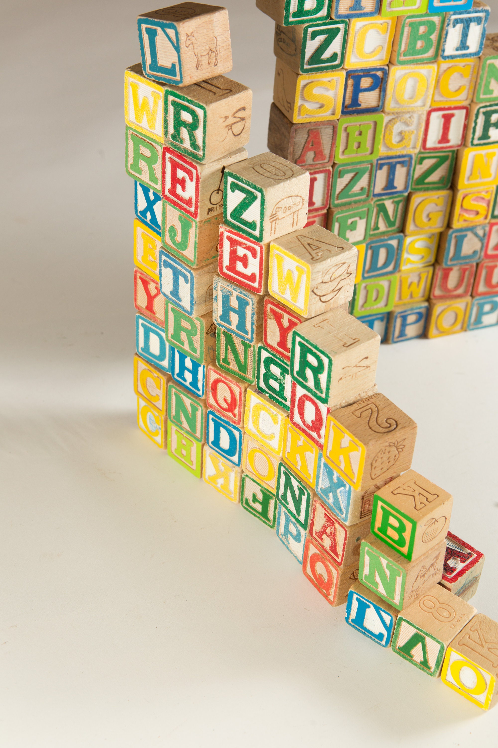 Vintage Wood Letter Blocks 122 Piece Wooden Colourful Vintage Double