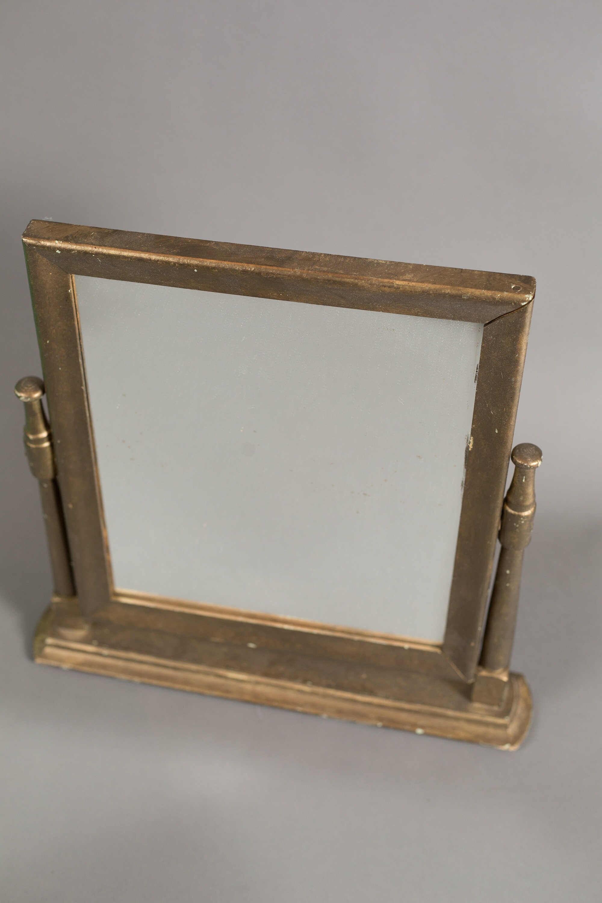 Vintage Standing Mirror Adjustable Wood Swivel Bronze Colored Dresser