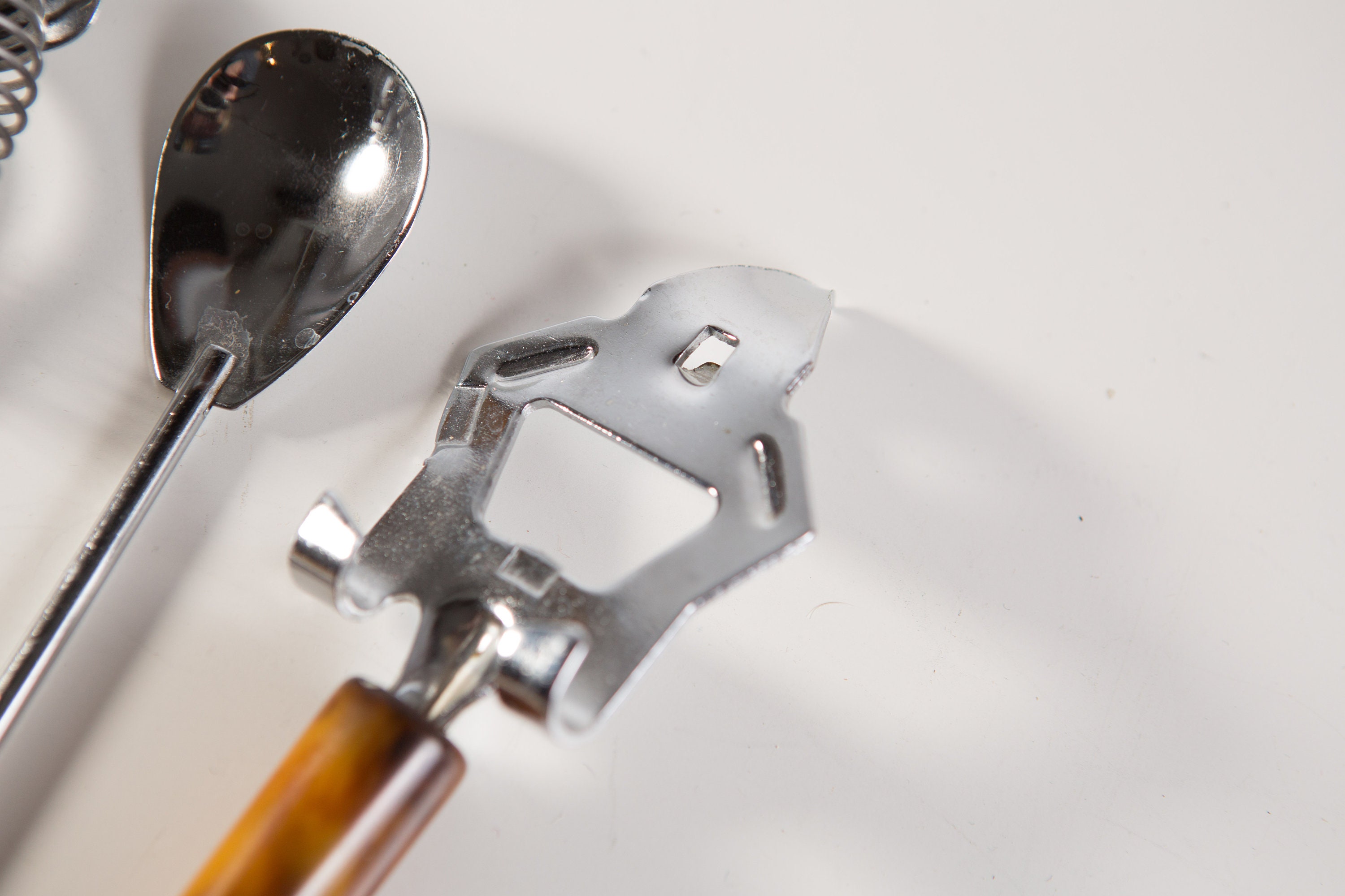 Vintage Bar Utensils / Set of 3 Vintage Stainless Steel and Bakelite