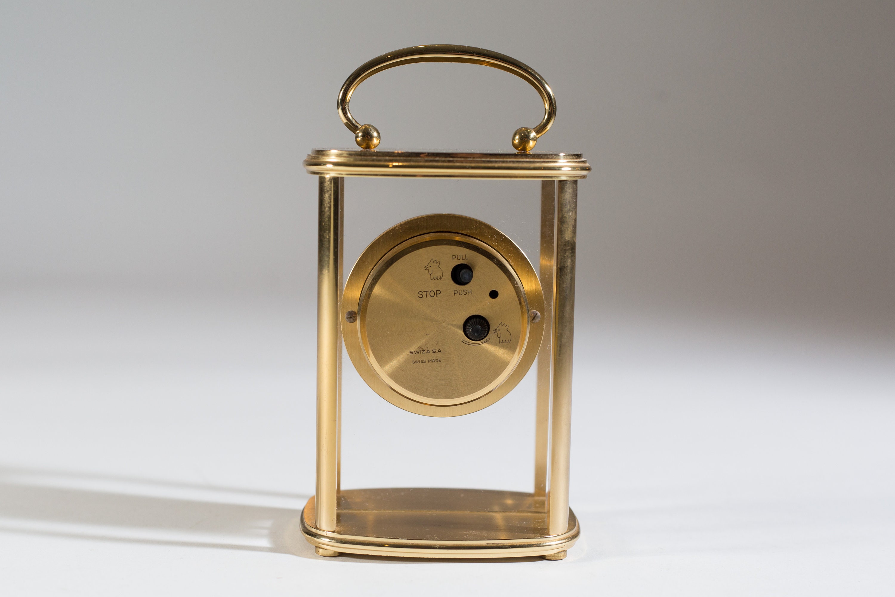 Vintage Swiza Quartz Clock Art Deco Working Brass Wind up Clock with