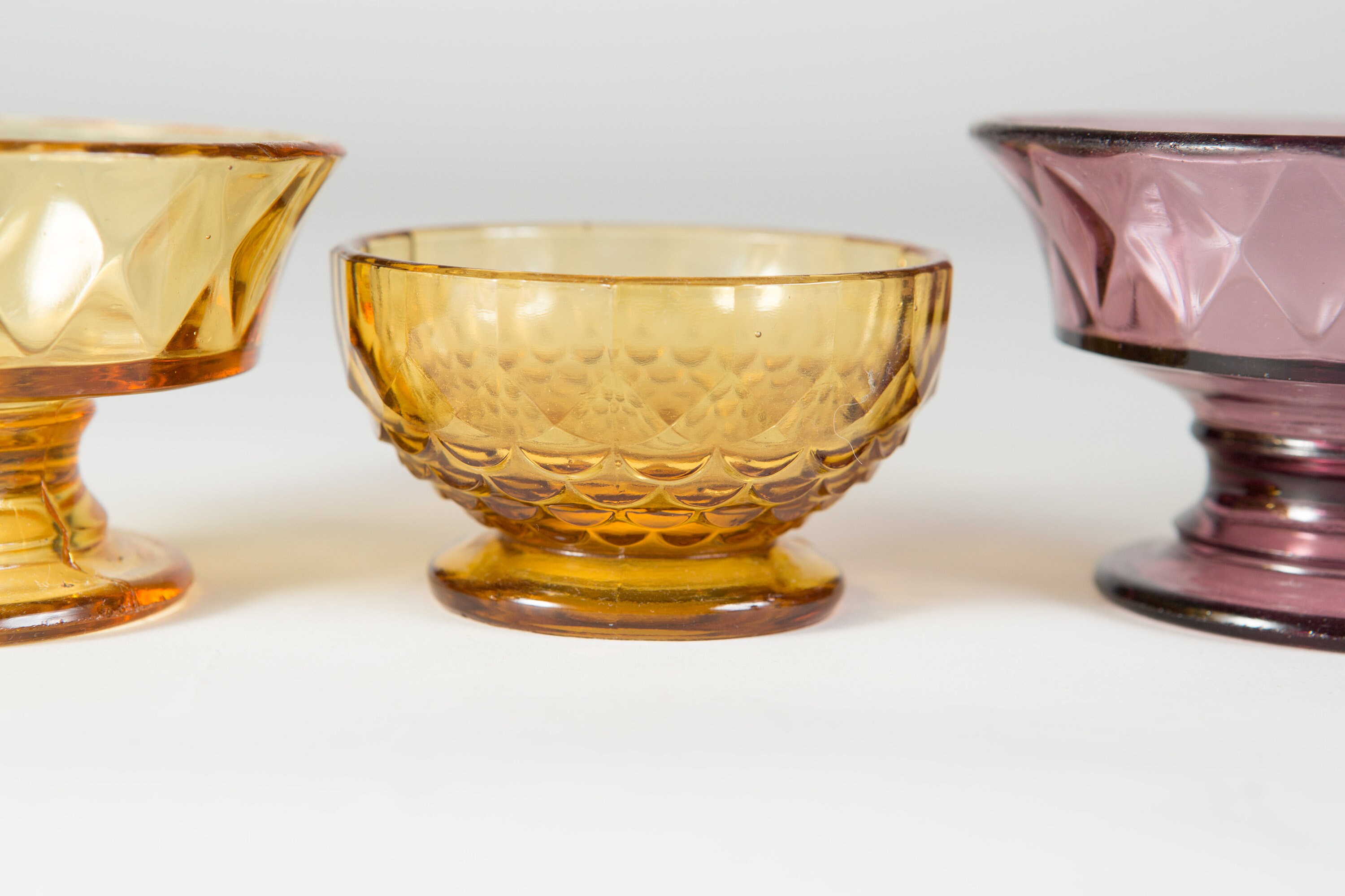 Vintage Glass Compotes Colored Glass Bowls Dessert or Ice Cream