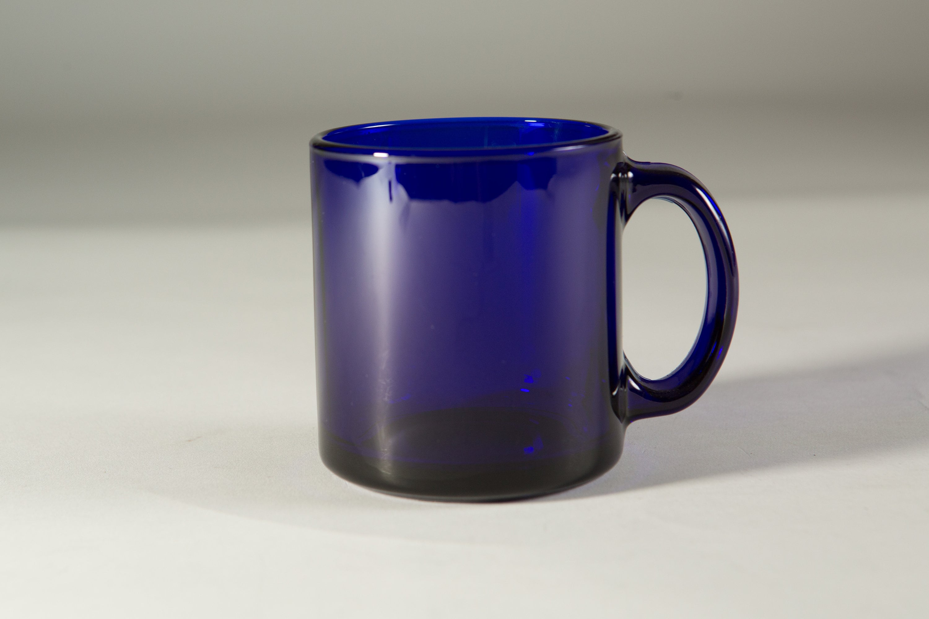 4 Blue Mugs 12oz Vintage Libbey Cobalt Blue Glass Coffee Cups Retro