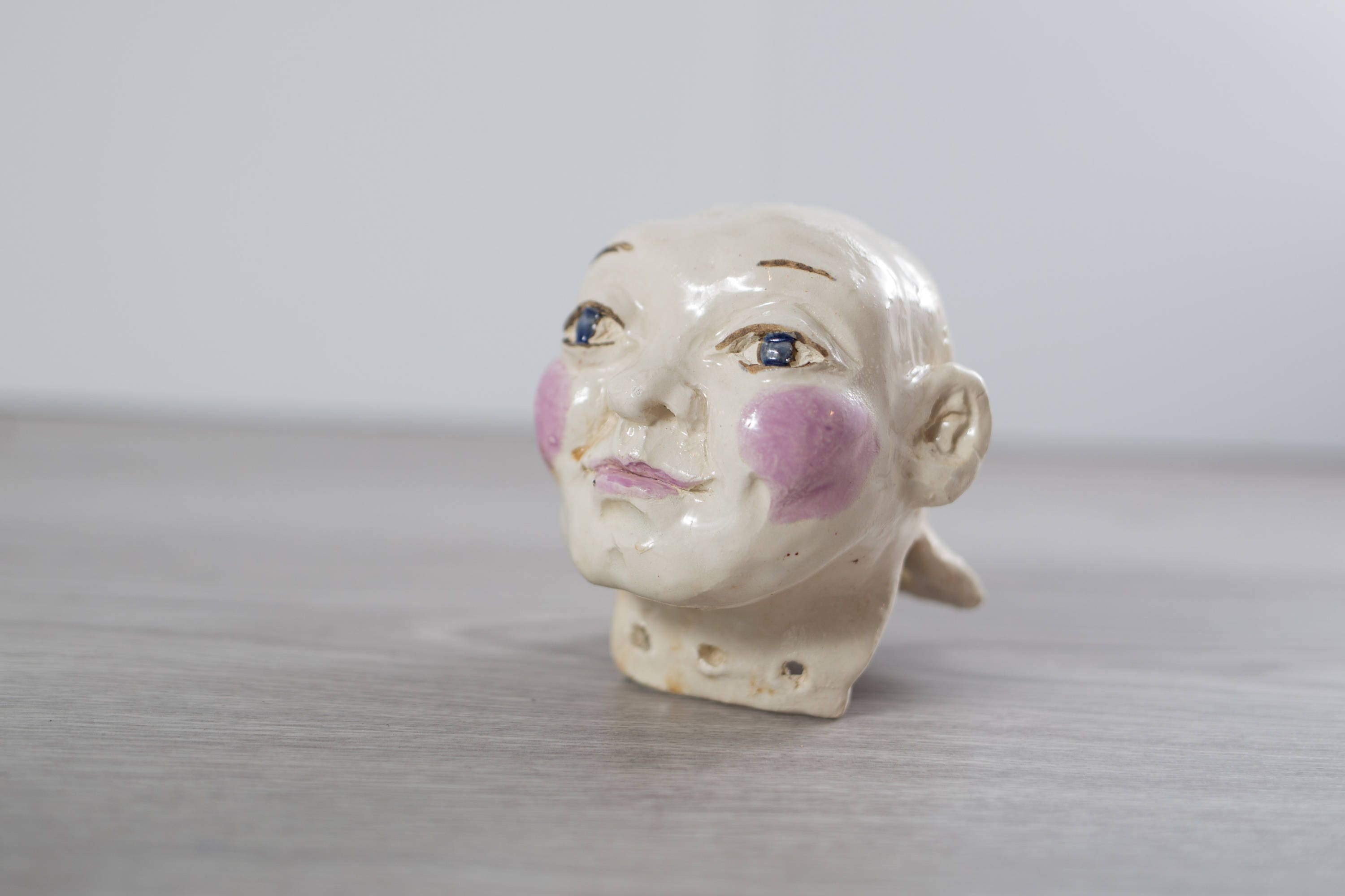 Ceramic Doll Head / Vintage 1970's Canadiana Handmade Ceramic Figuring Art