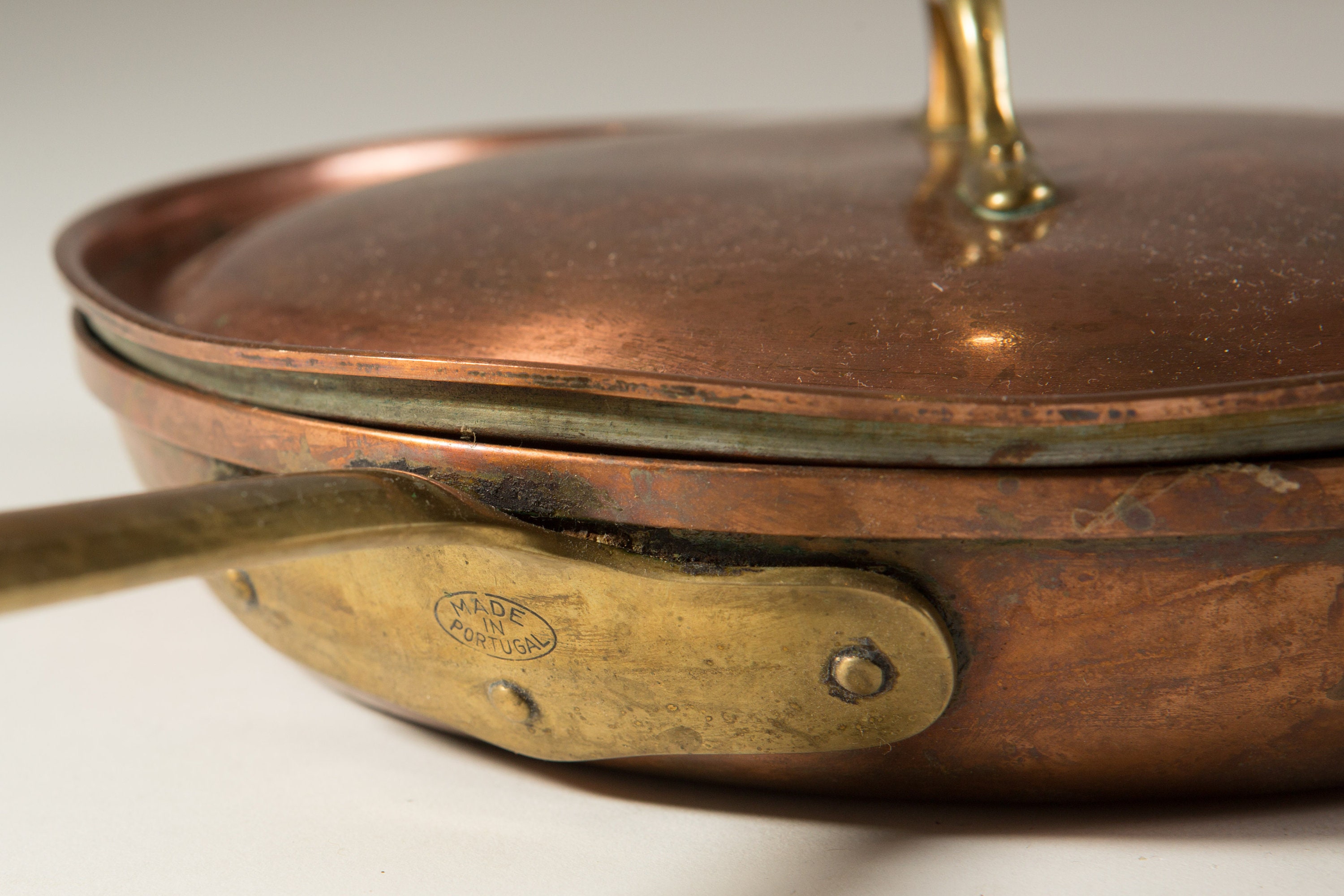 Vintage Copper Pan with Brass Handles Cooking Frying Pan - French ...