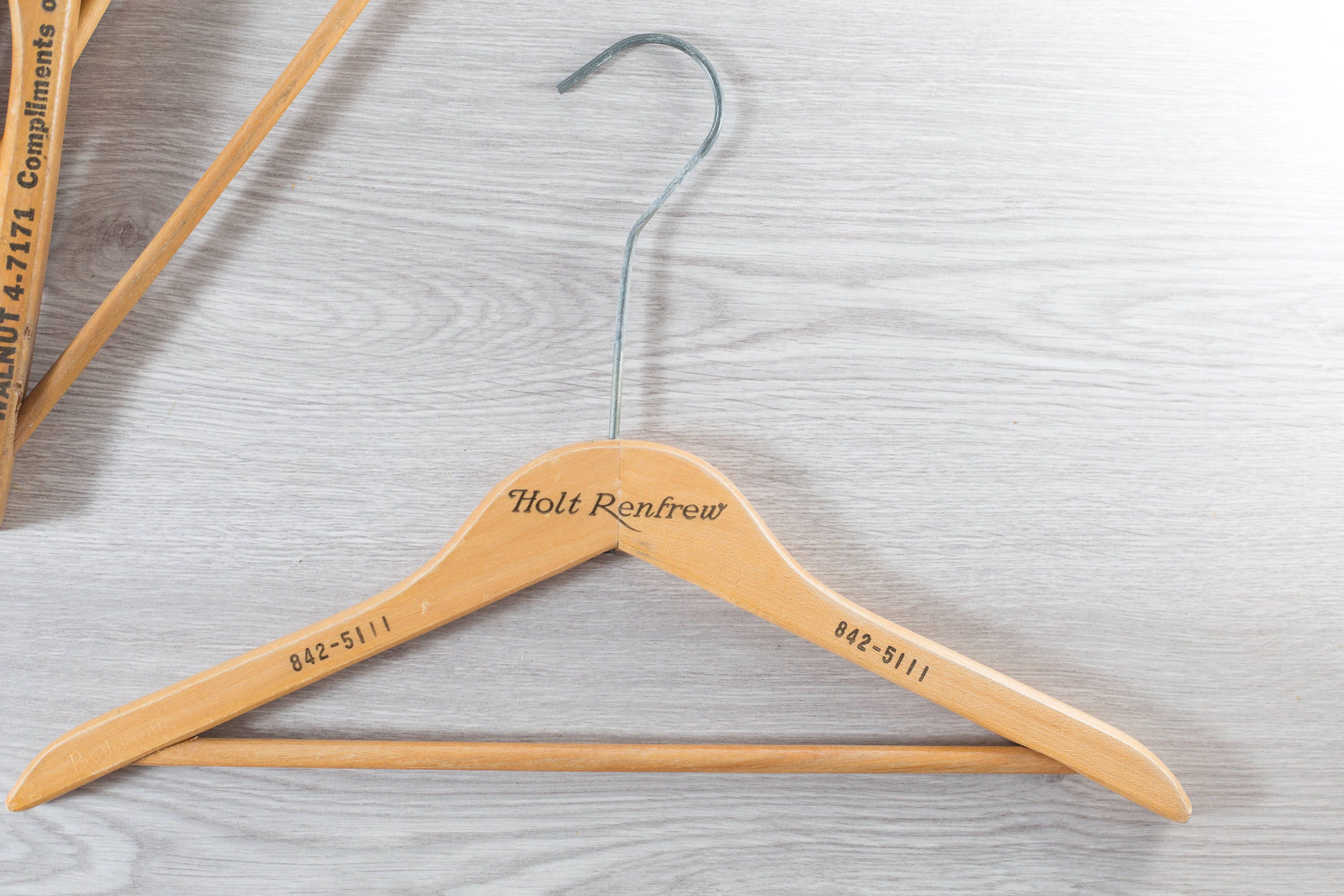 Wooden Fur Coat Hangers / Set of 12 Vintage Clothing Hangers from