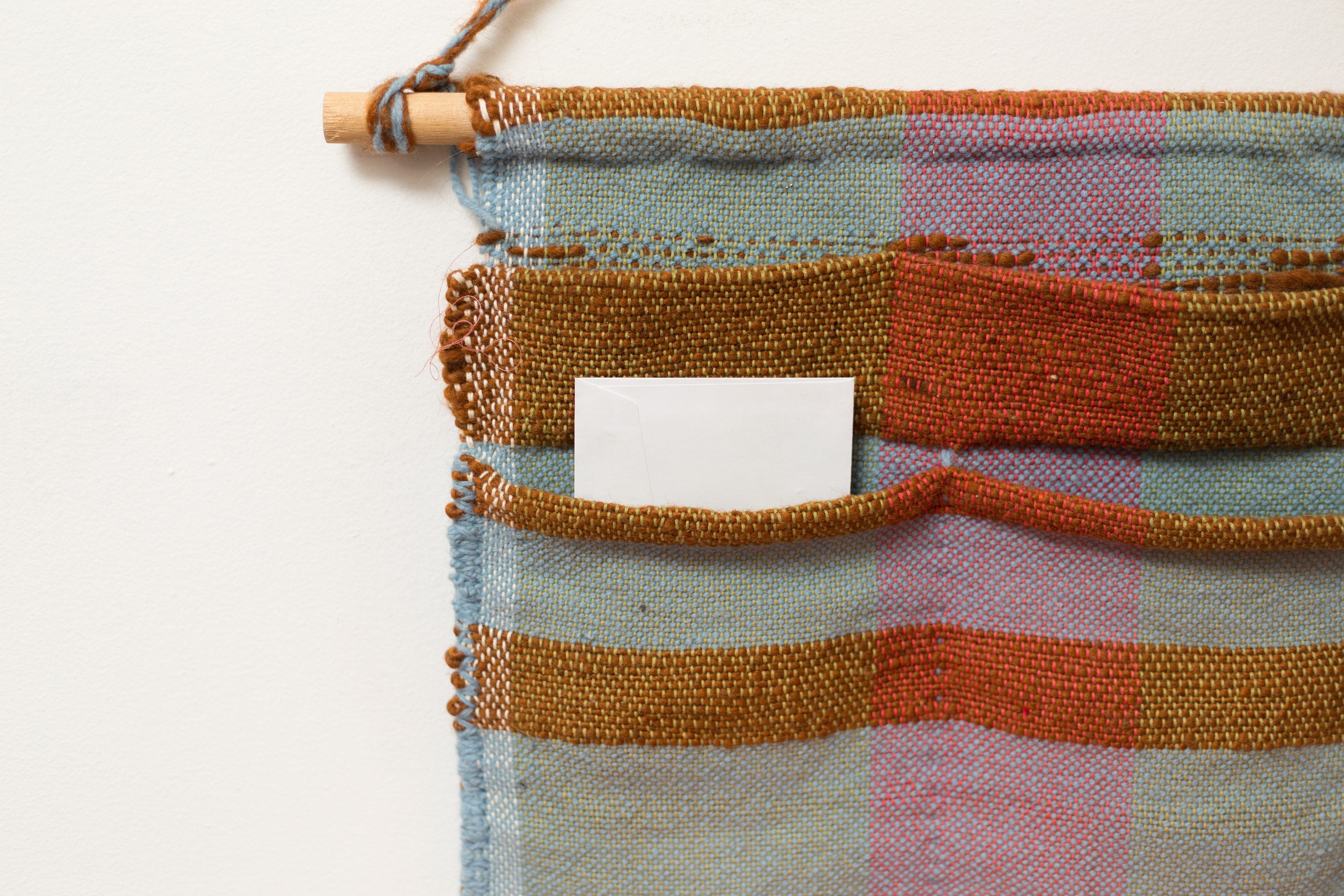 Vintage Tapestry Wall Hanging Envelope Mail Holder Mid Century Boho