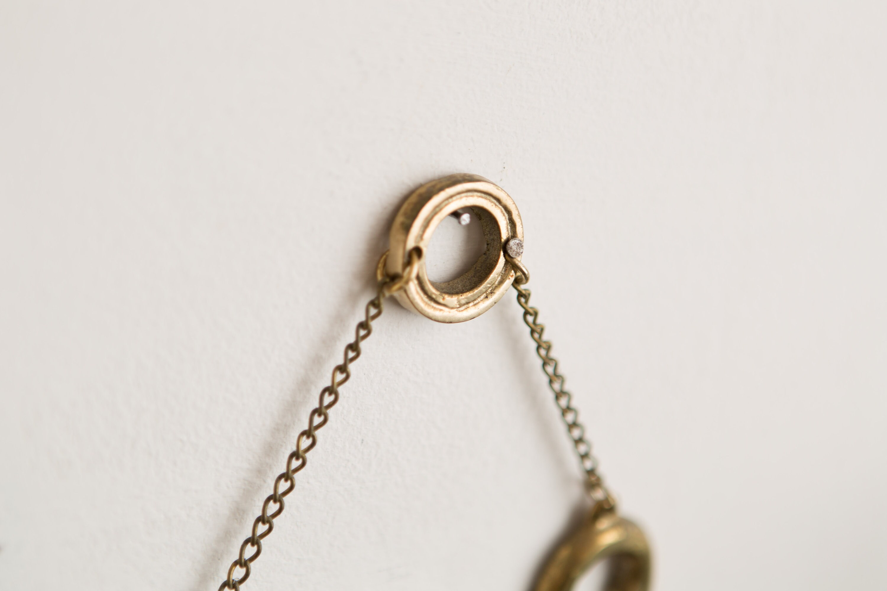 Brass Key Rack Vintage Necklace Holder with Hooks 4arm Gold