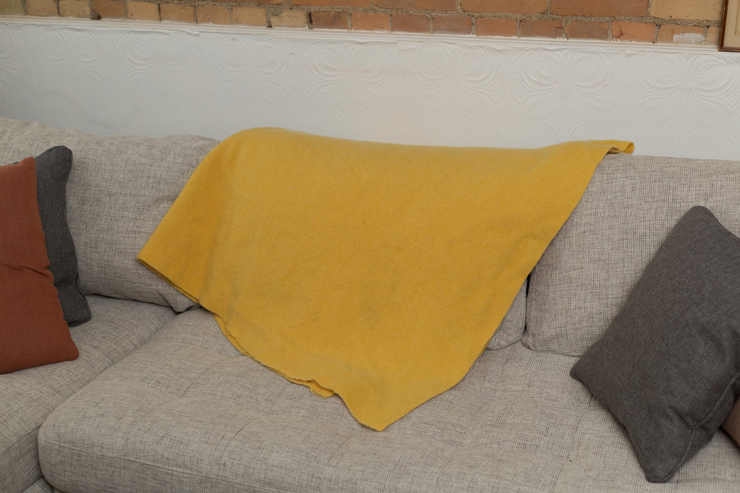 Yellow Wool Blanket Large Vintage Kenwood All Virgin Wool Made in