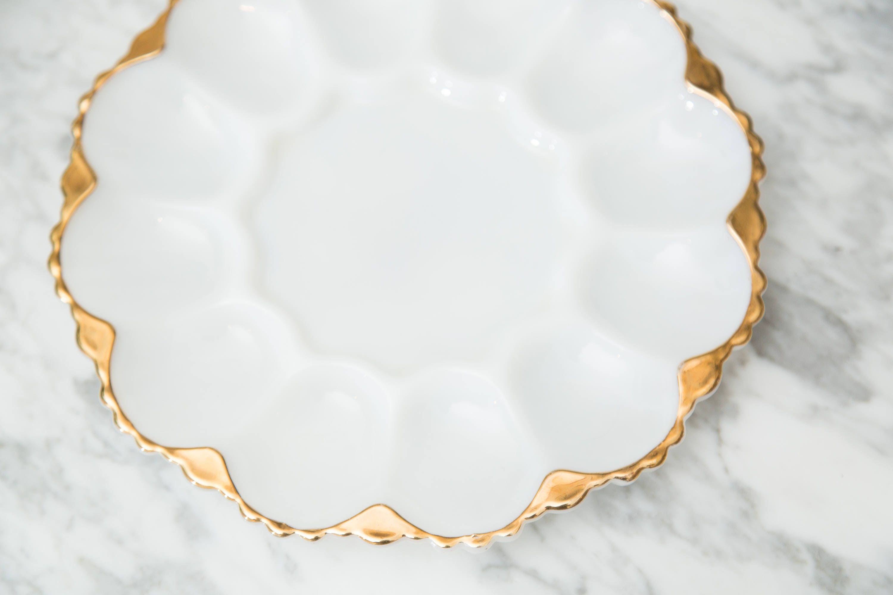 Vintage Deviled Egg Plate Milk Glass Anchor Hocking Serving Plate