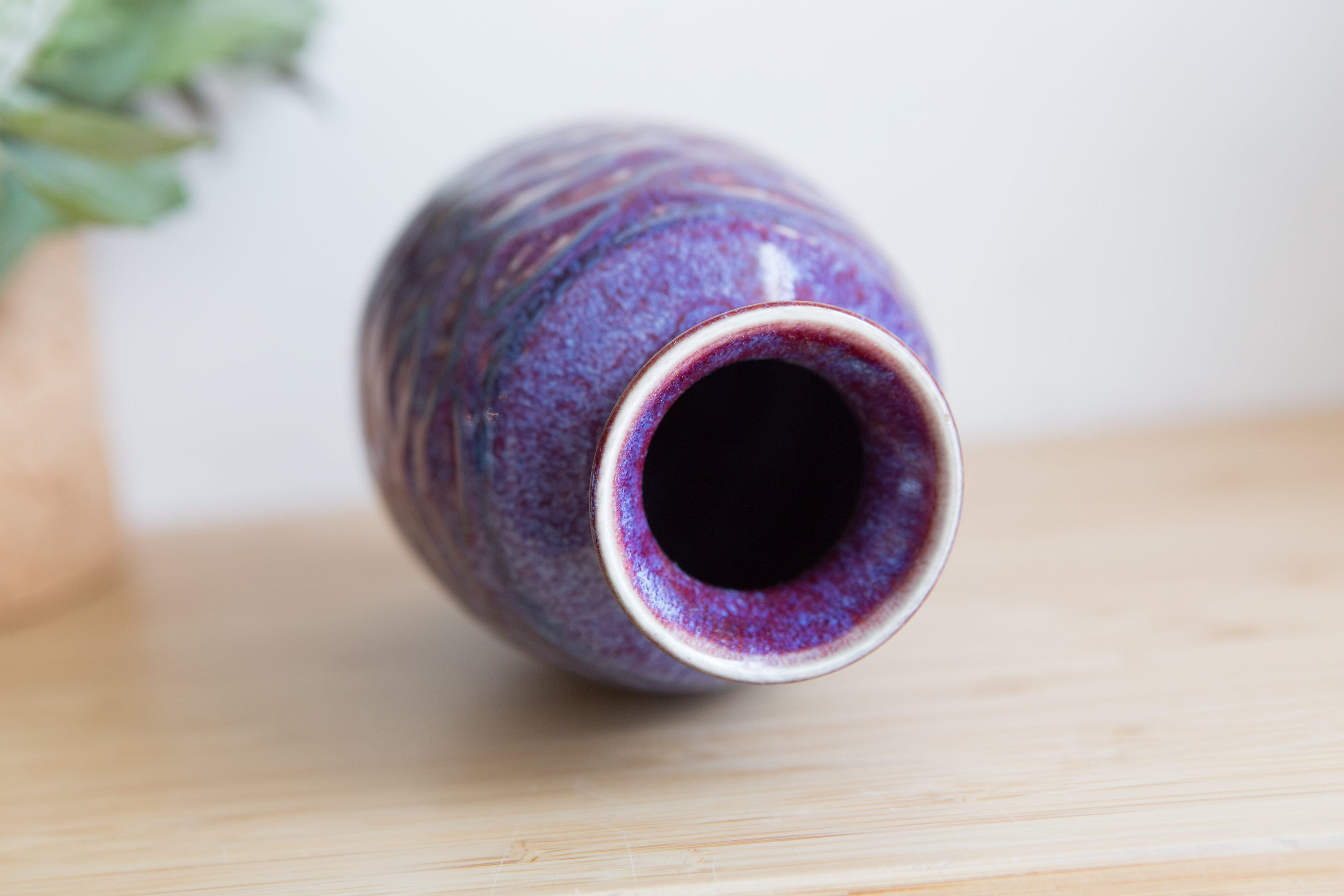 Purple Ceramic Bud Vase Vintage Studio Pottery Art Vase for Flowers