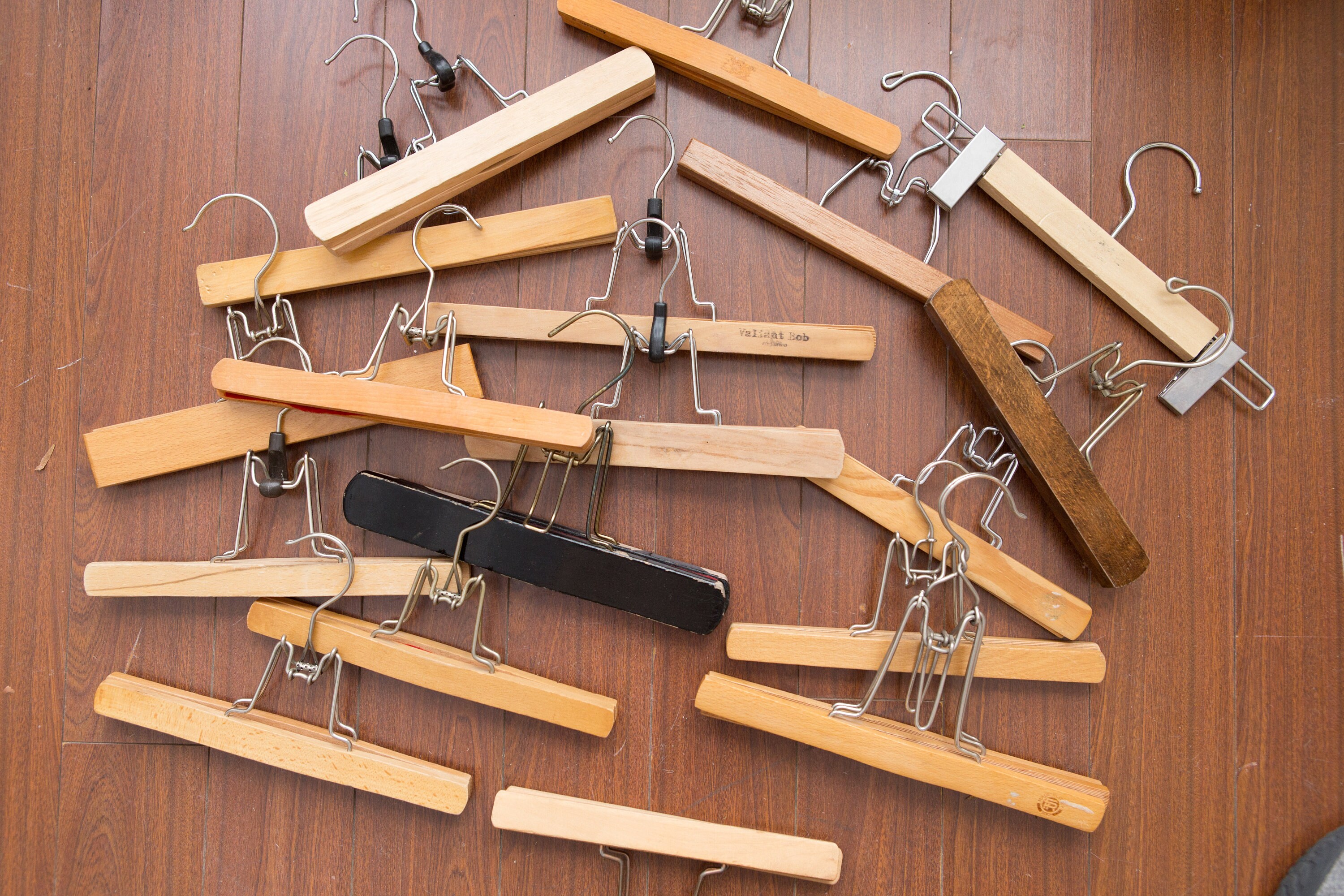 18 Wooden Skirt or Pant Clip / Clamp Hangers Vintage Clothing Hangers