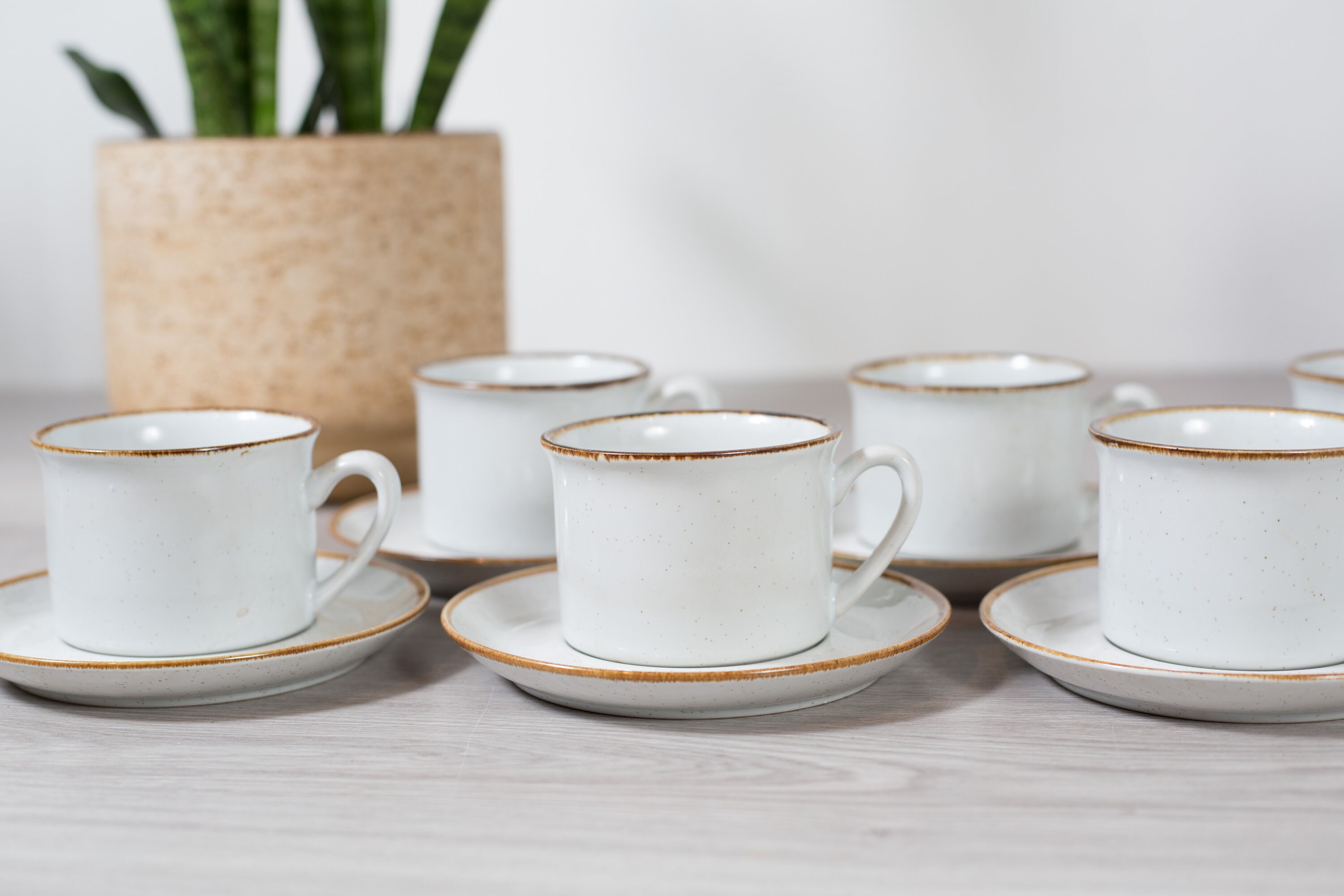 Vintage Speckled Coffee Cup and Saucer Stoneybrook Rustic Cabin