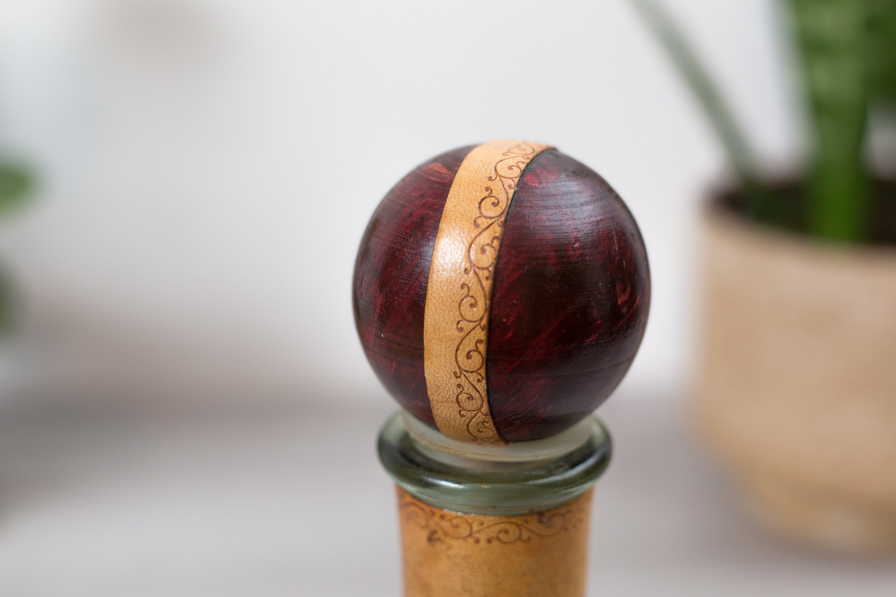 Leather Bird Decanter Italian Made Leather Encased Glass Decanter