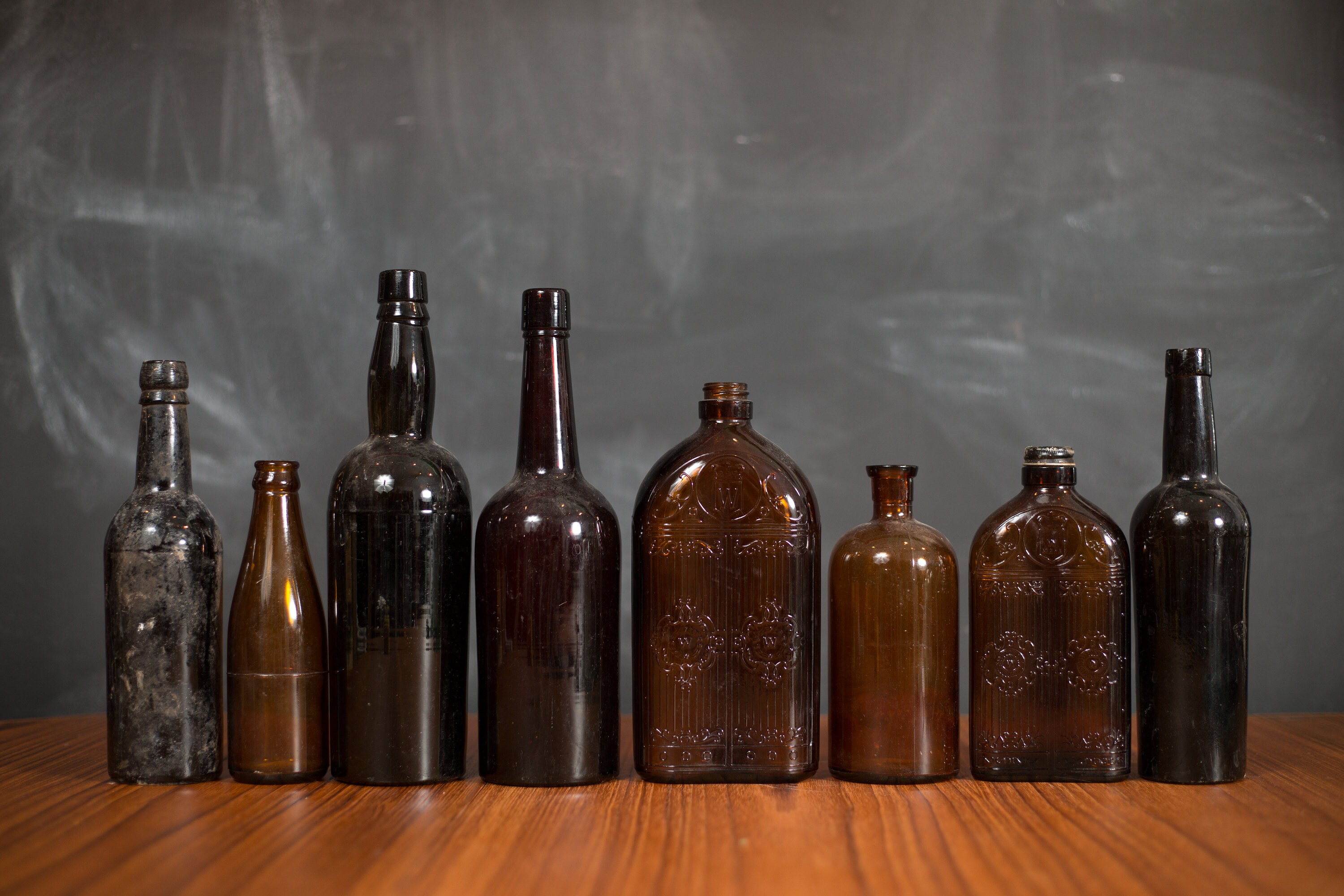 Vintage Apothecary Bottles Set of 8 Brown Glass Antique Pharmacy