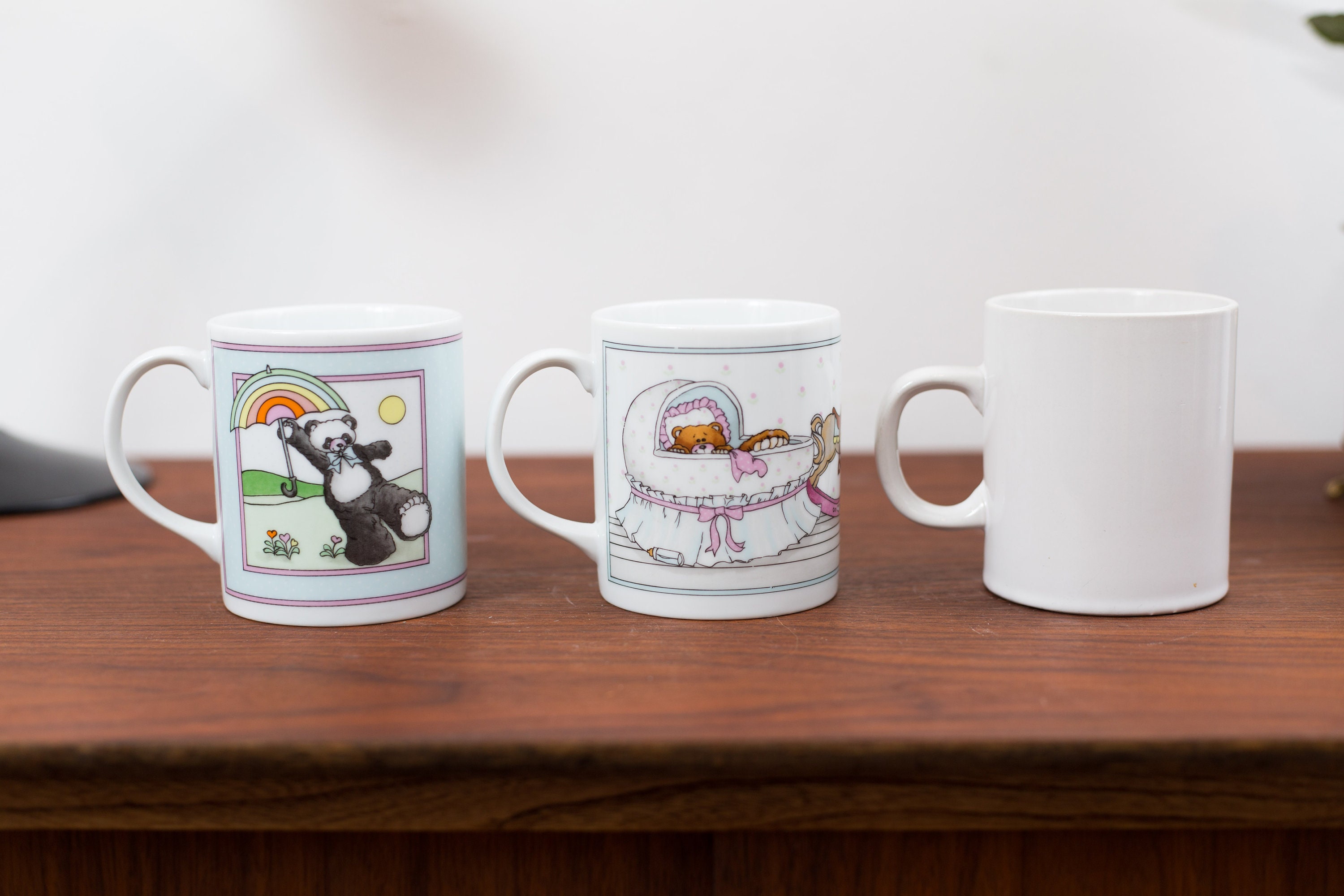 Vintage Bear Mugs Set of 3 Collectible Ceramic Coffee or Tea Mug with