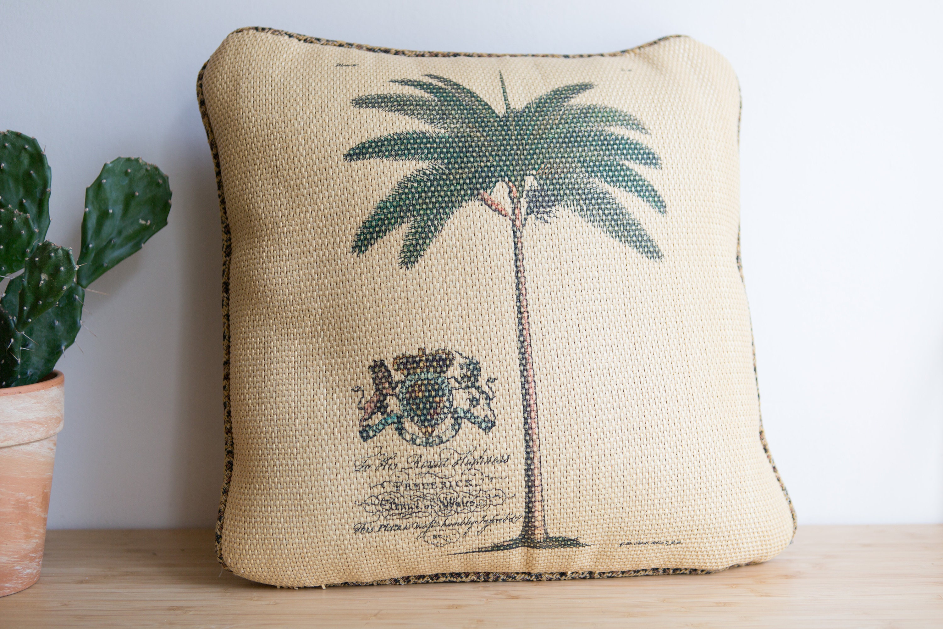 Palm Throw Pillow 14x14 Tropical Boho Modern Desert Neutrals
