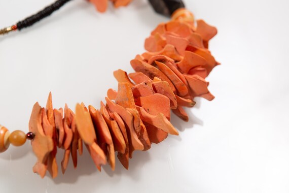 Orange Necklace Pumpkin Orange Beaded Choker Vintage Choker Acrylic Beads Orange Choker Pumpkin Necklace Vintage Necklace