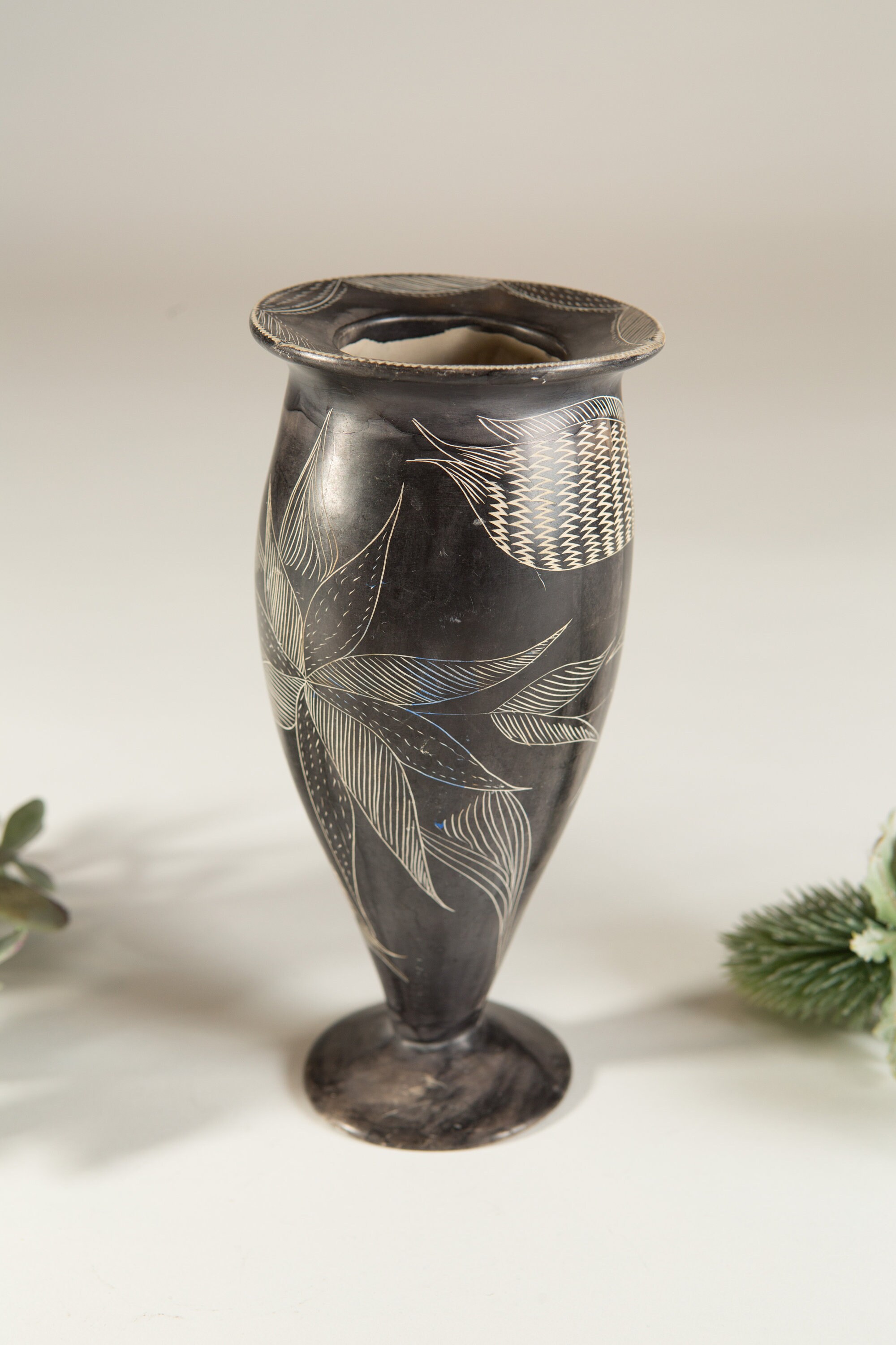 African Soapstone vase Kenyan Hand Carved Kissi Stone Vase with Fish