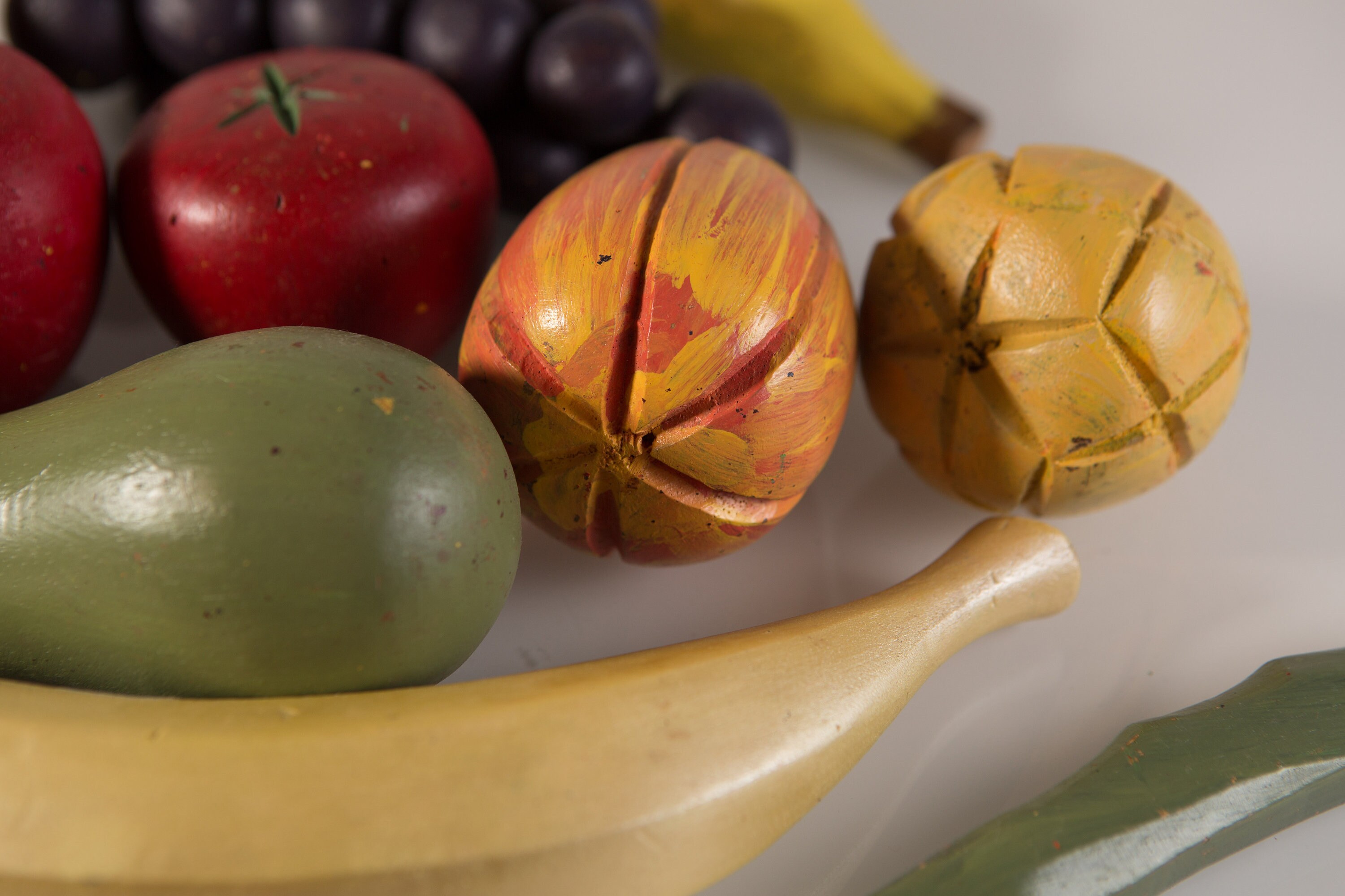 Vintage Wood Fruit Hand Carved and Painted Folk Fruit in Rustic