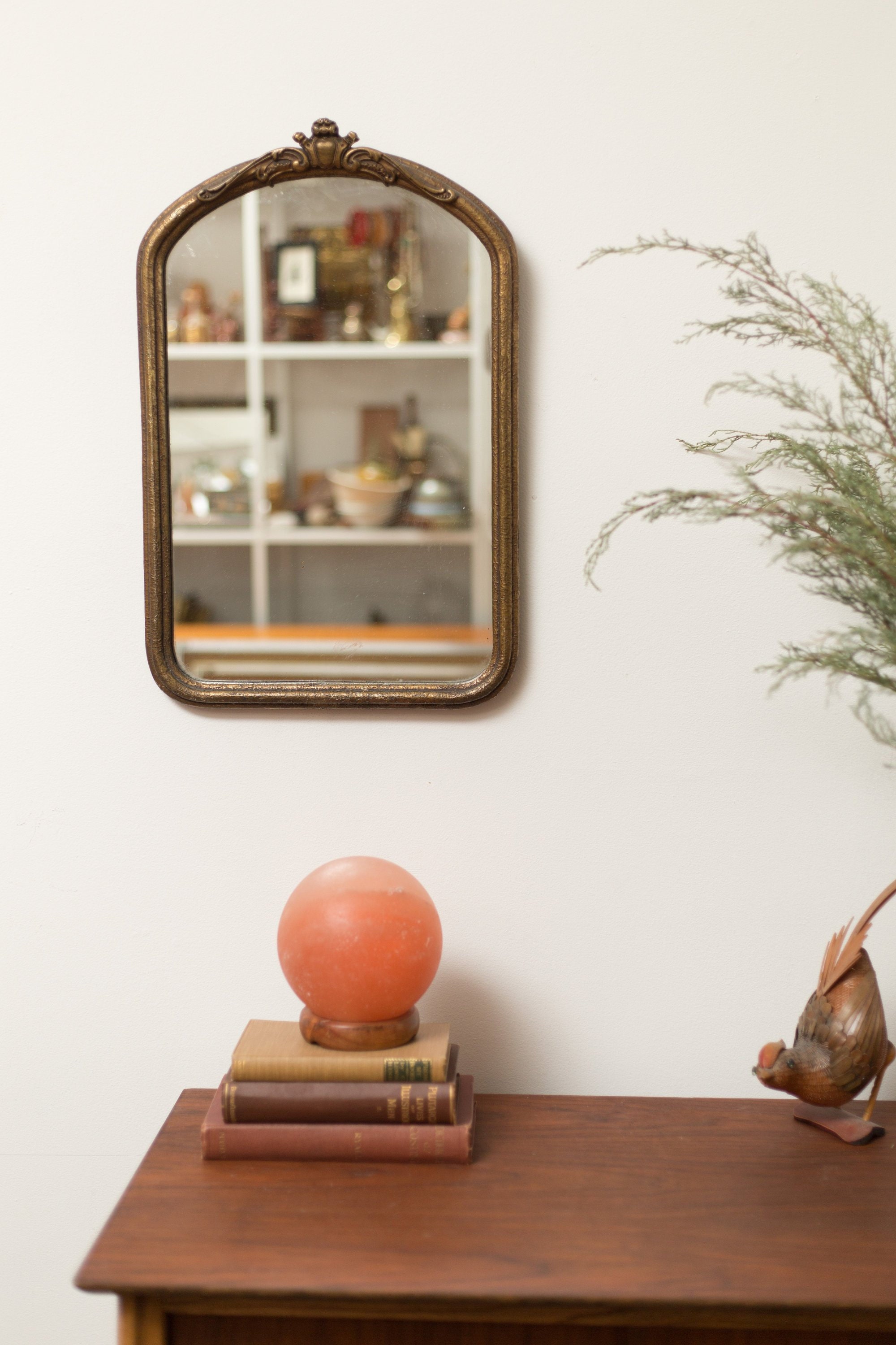 Vintage Wood Mirror Victorian Style Hanging Wall Mirror or Bathroom