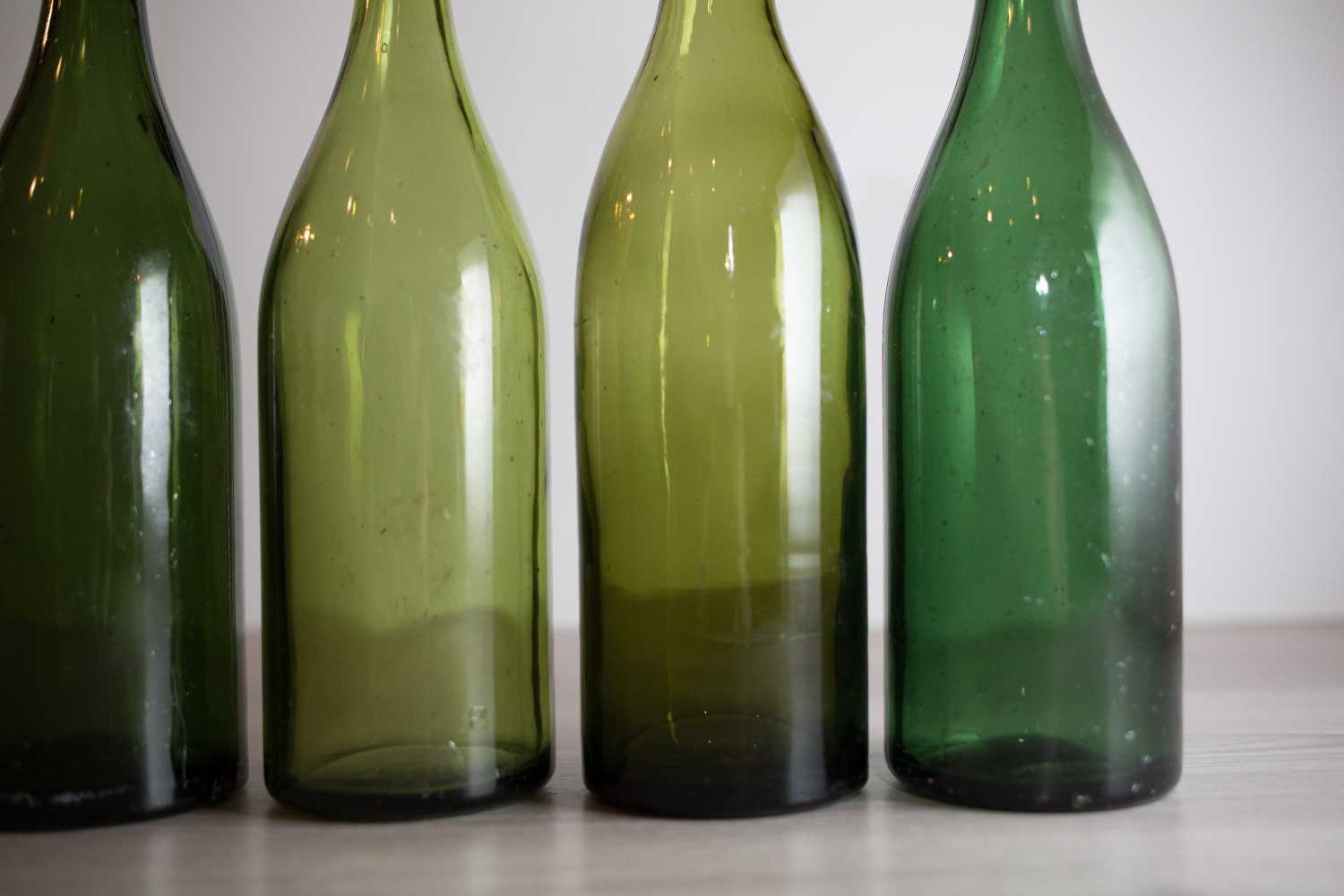 Antique Handblown Wine Bottles Shades of Green Vintage Bottles