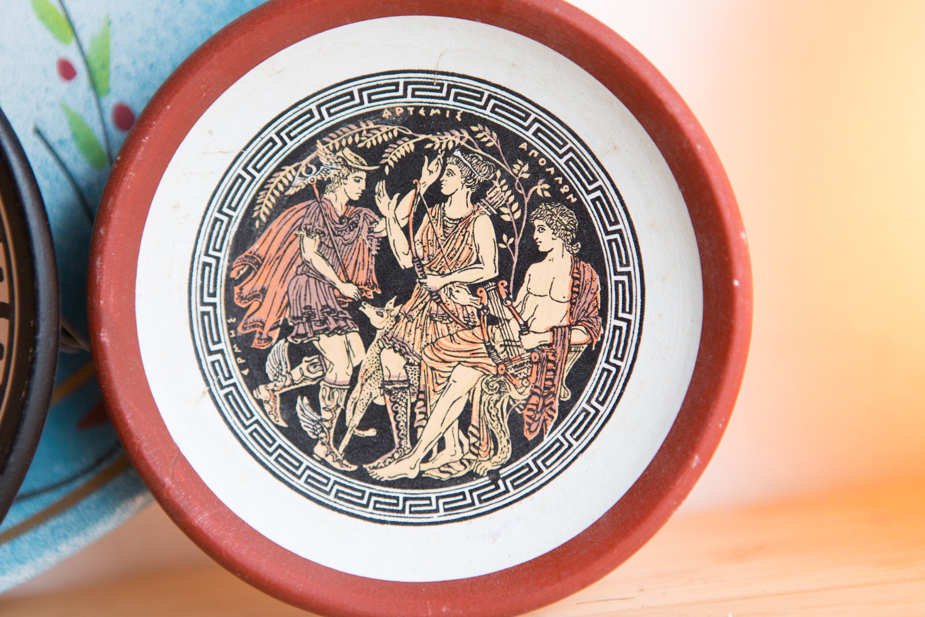 4 Decorative Wall Plates Vintage Greek Gods Style Painted Ceramic