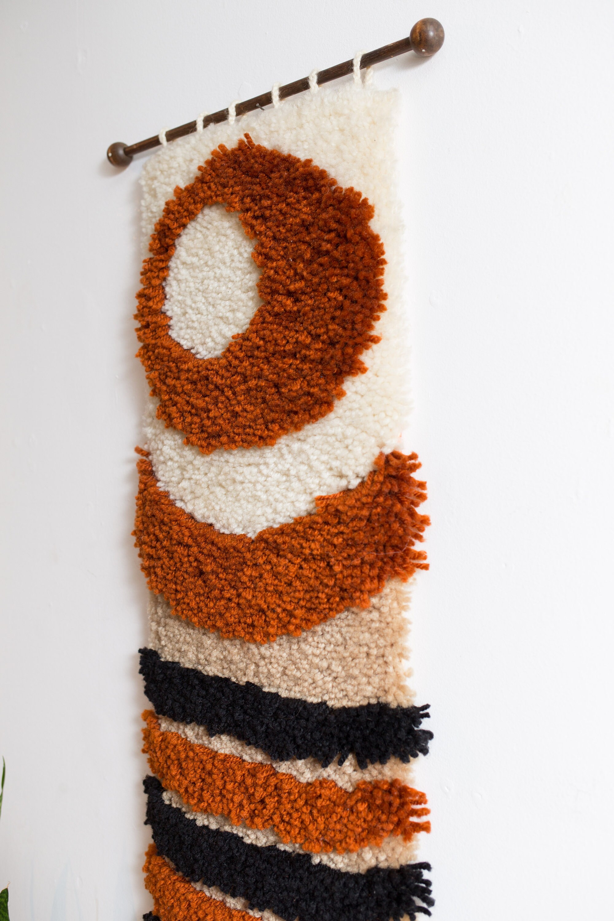 Vintage Latch Hook Tapestry Wall Hanging 1960's Mid Century Modern