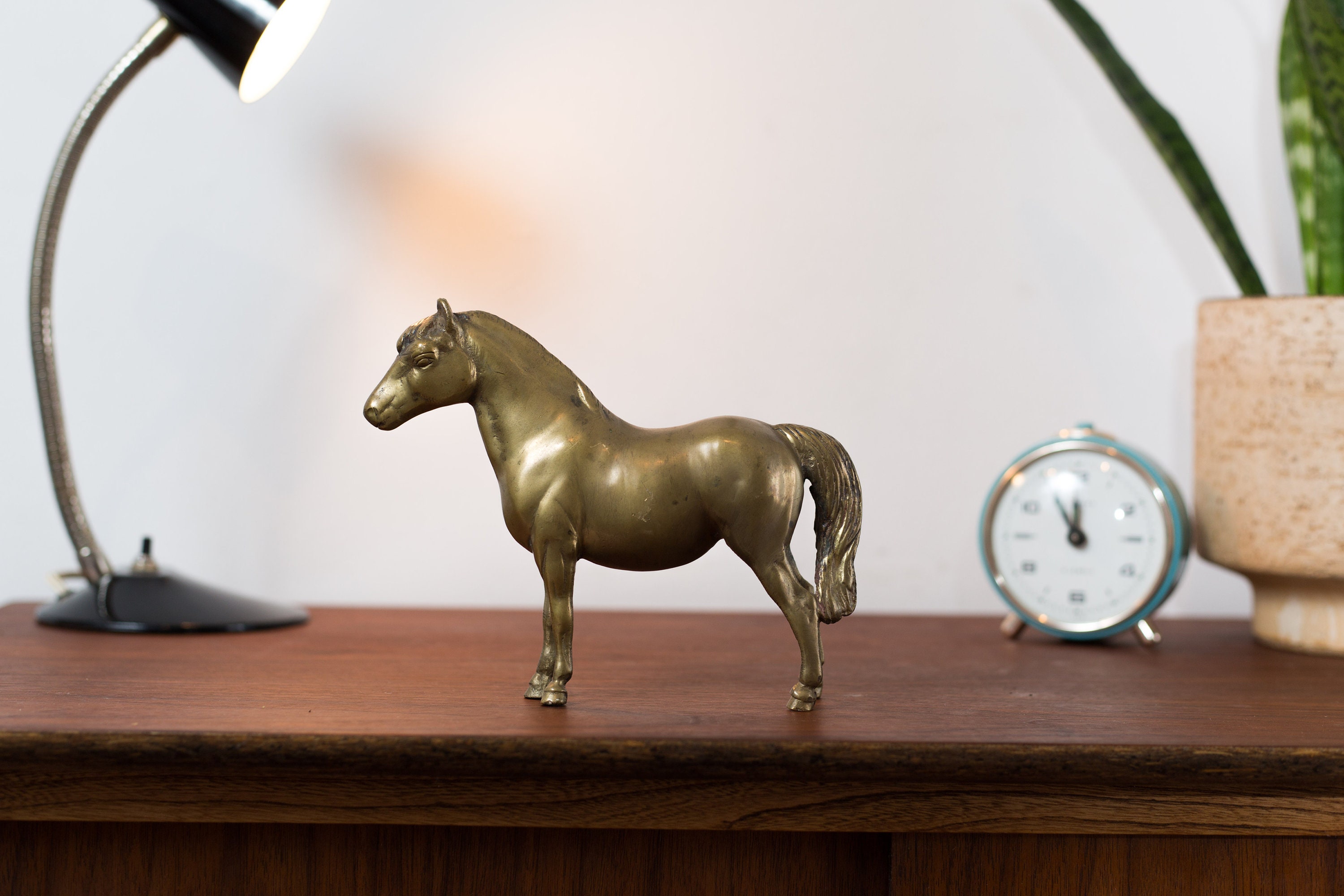 Vintage Brass Horse Gold Colored Equestrian Desk Figurine Office