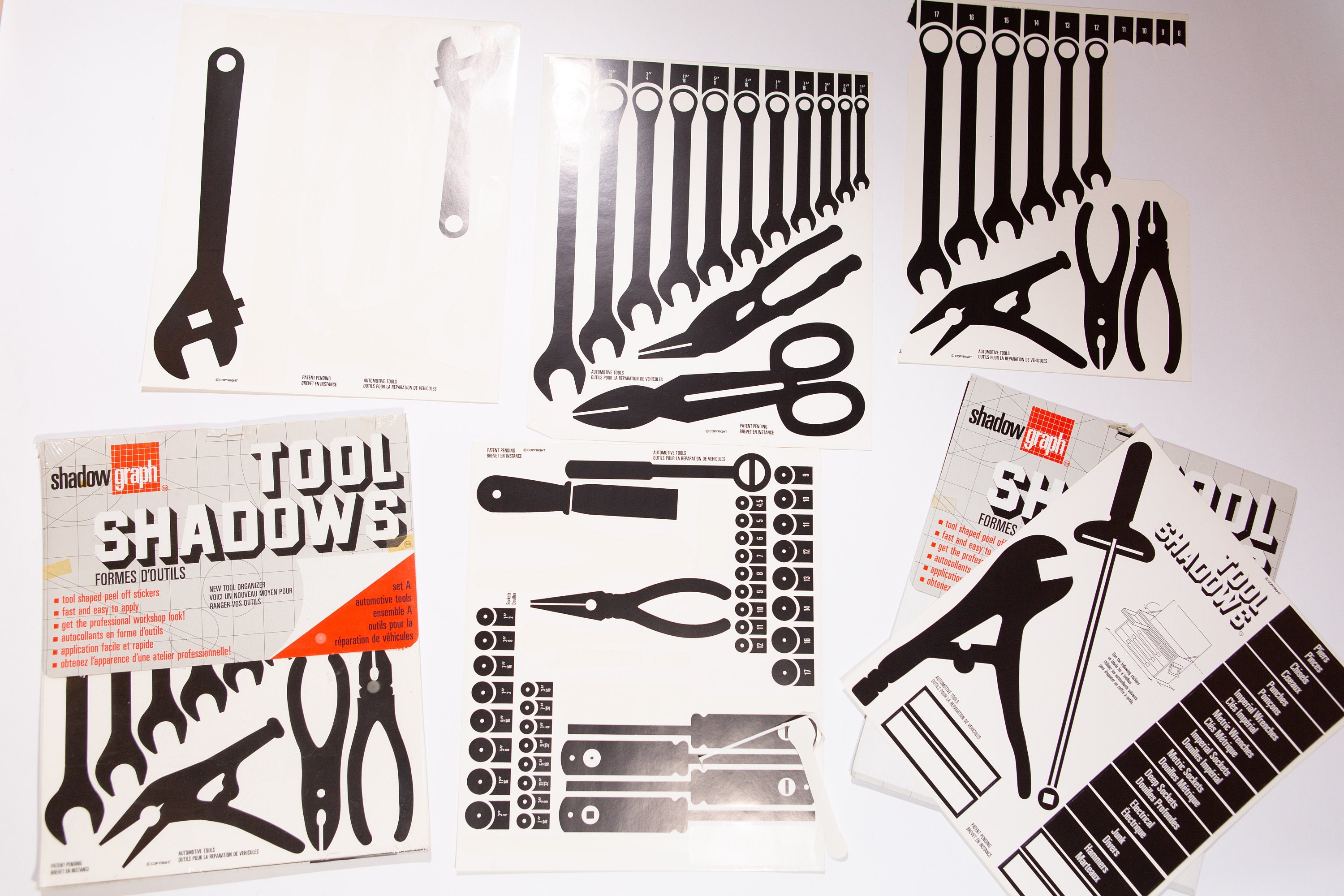 Vintage Tool Shadows Sticker Kit Set of Automotive Black Shadow Stick