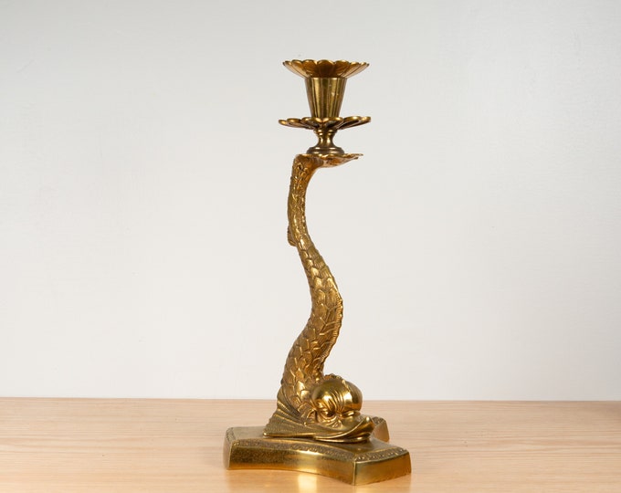 Brass Fish Candle Holder - Vintaage Gold Tone Candlestick Holder